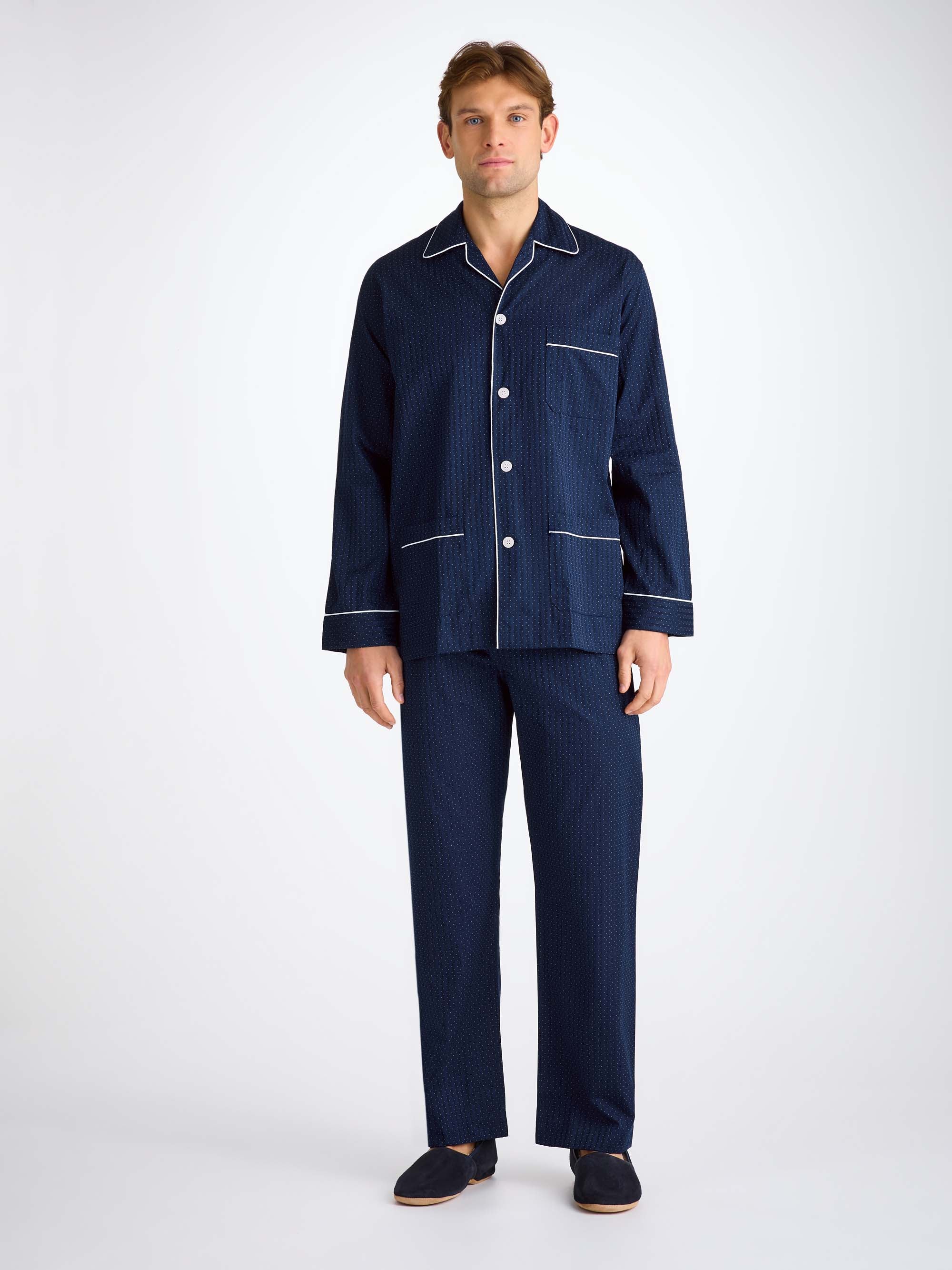 Men's Classic Fit Pyjamas Royal 40 Cotton Navy