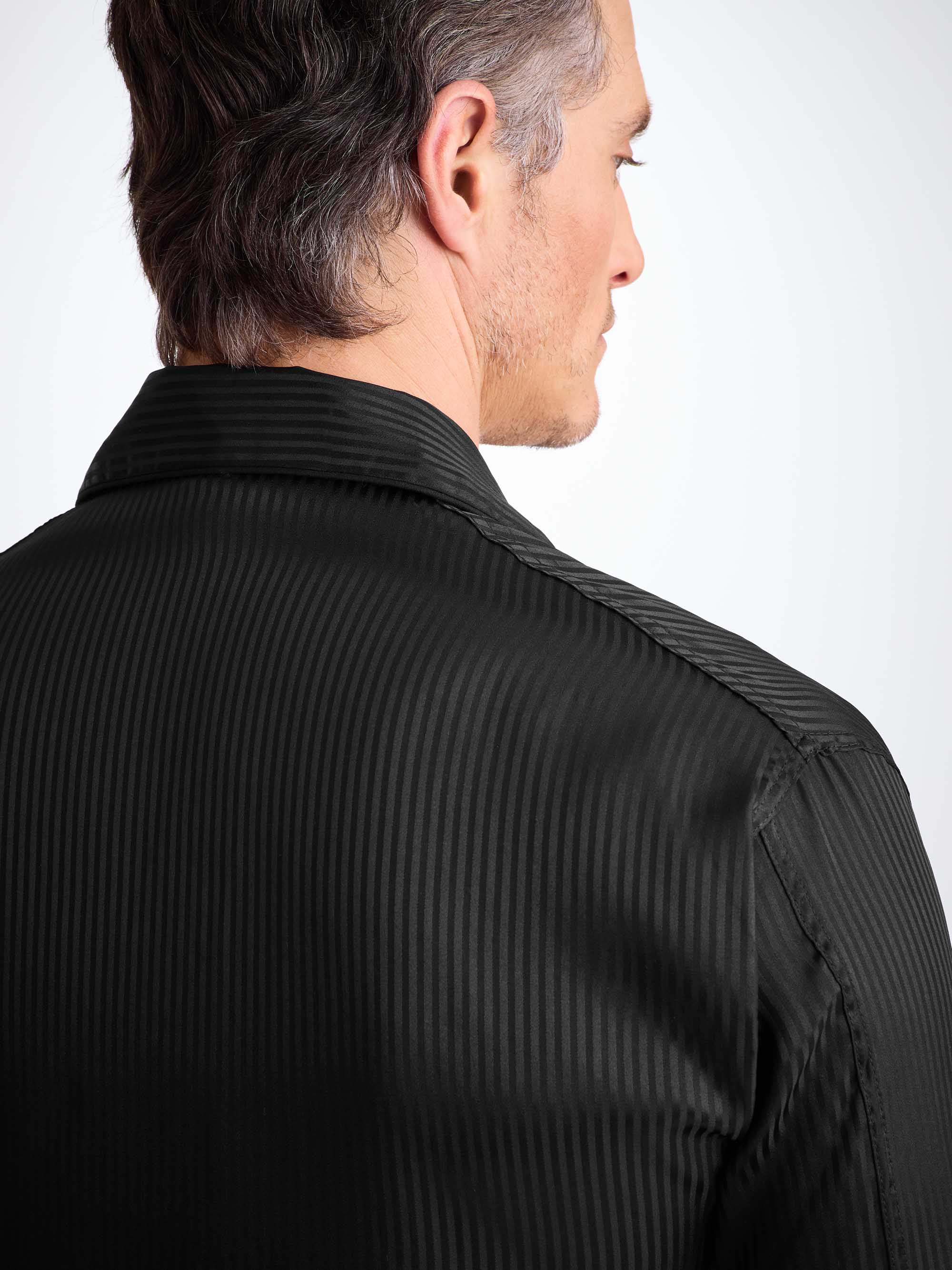 Men's Classic Fit Pyjamas Woburn 8 Silk Satin Black