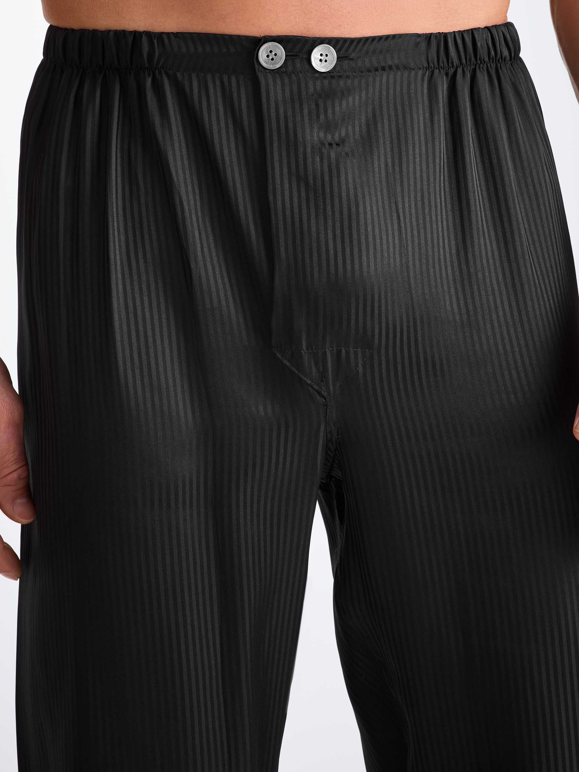 Men's Classic Fit Pyjamas Woburn 8 Silk Satin Black