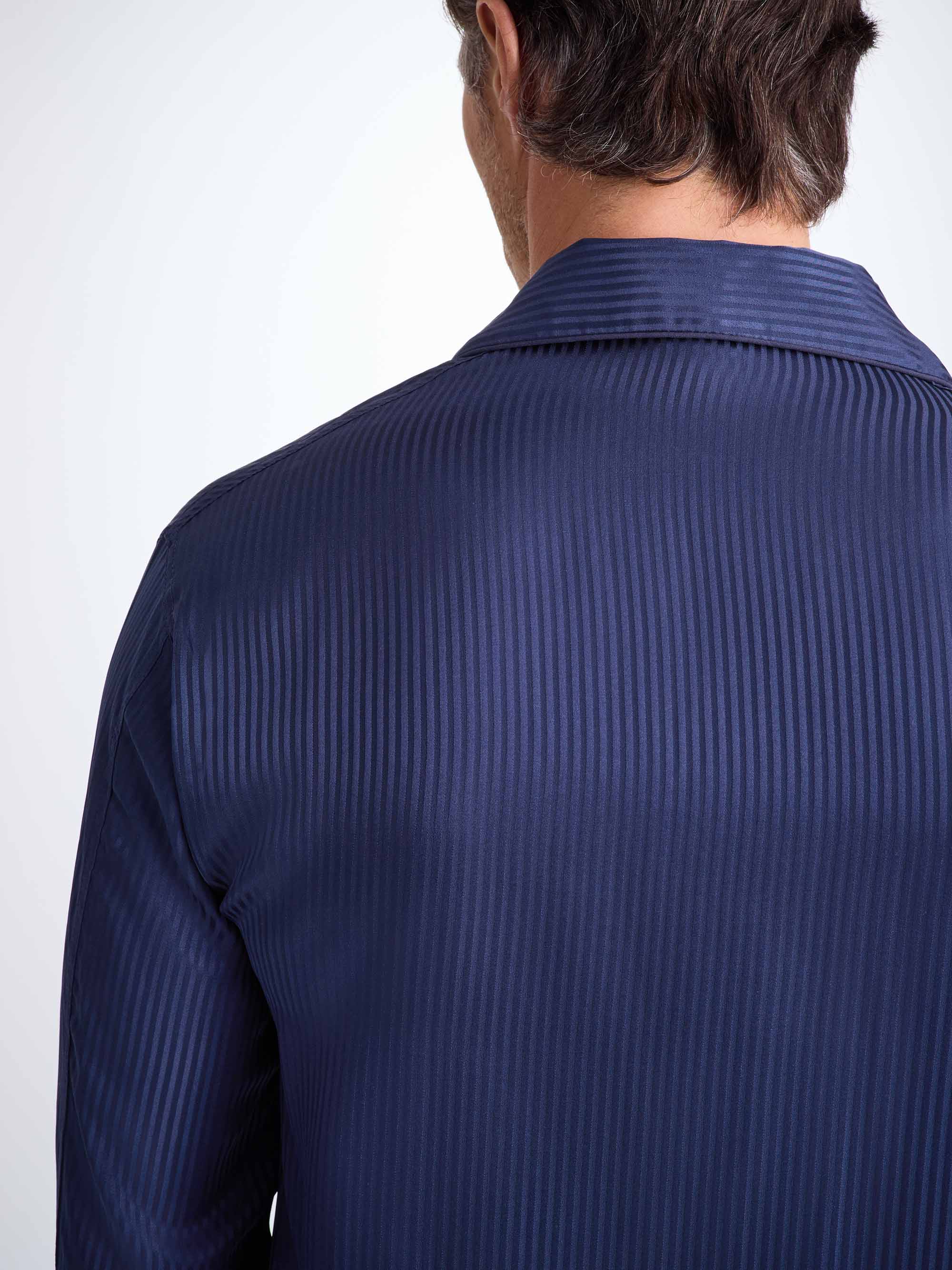 Men's Classic Fit Pajamas Woburn 8 Silk Satin Navy