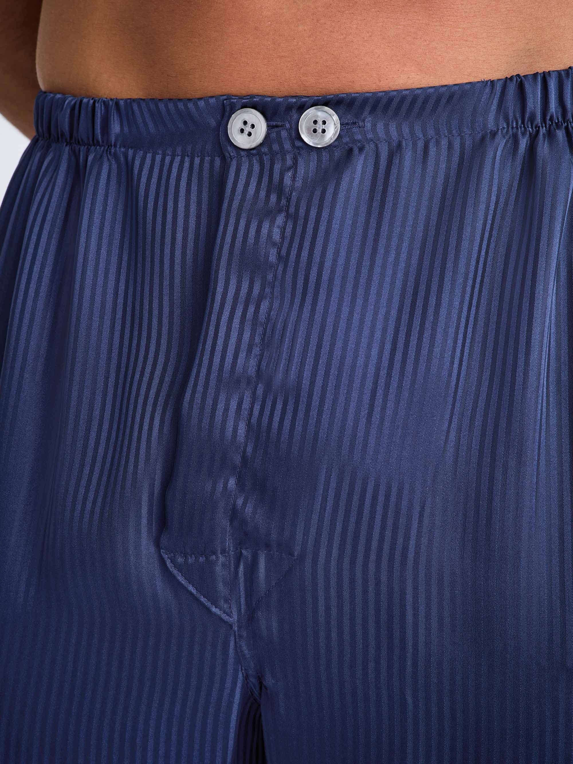 Men's Classic Fit Pajamas Woburn 8 Silk Satin Navy