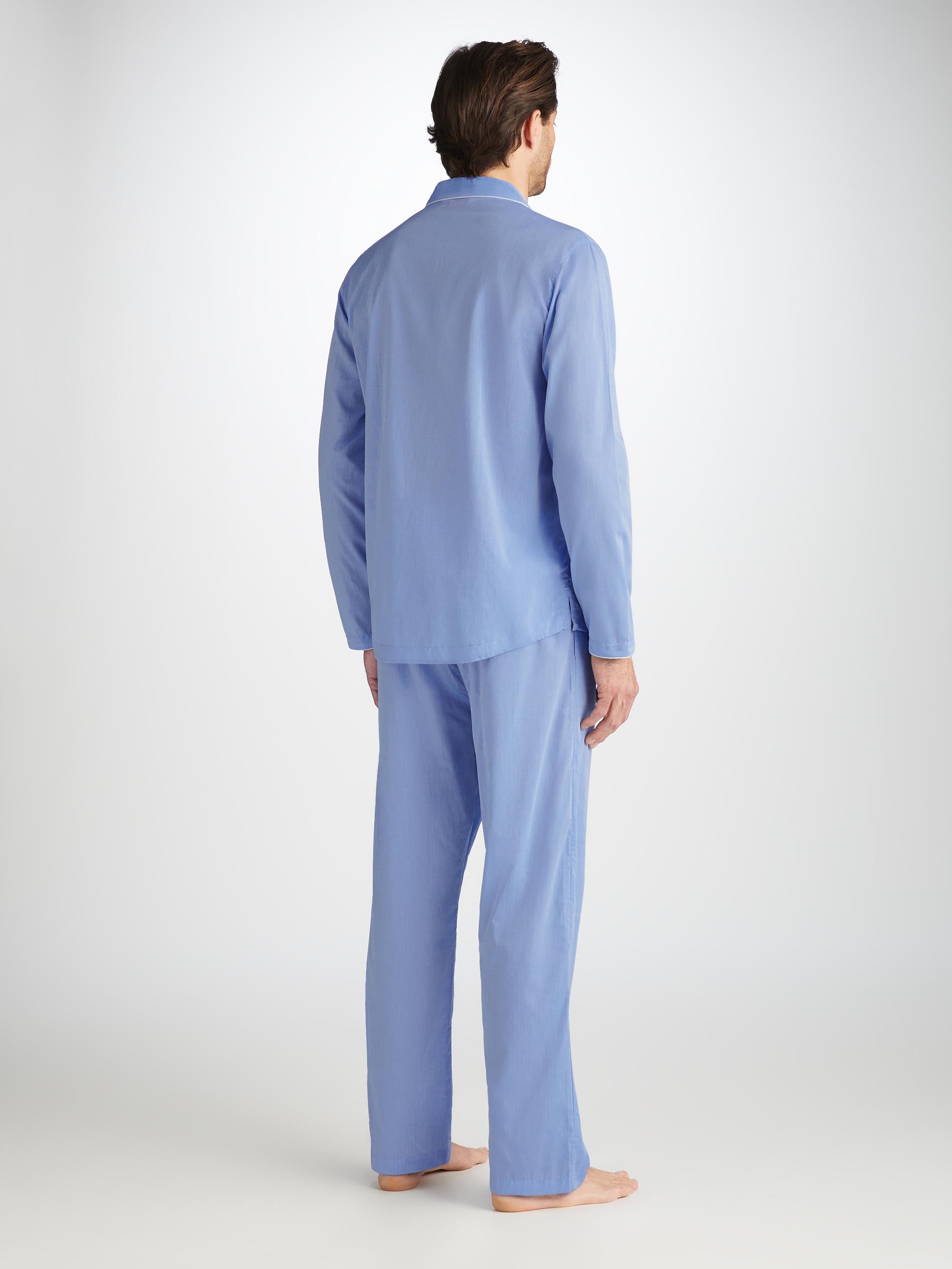 Men's Modern Fit Pyjamas Amalfi Cotton Batiste Blue