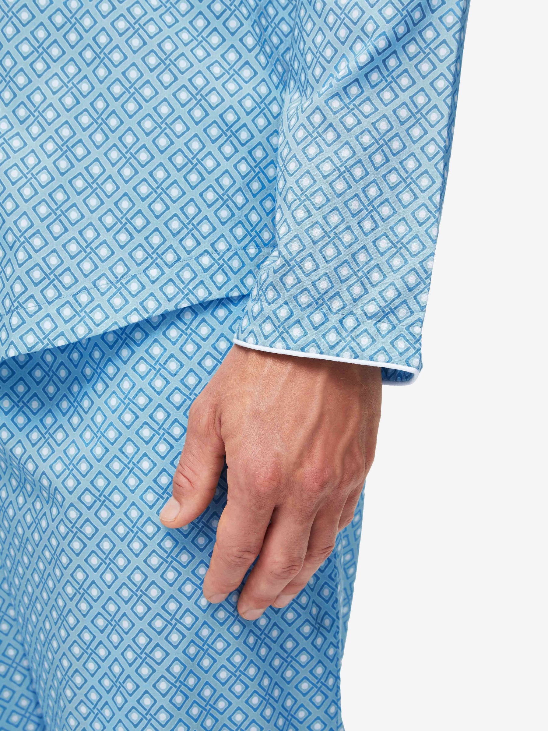 Men's Modern Fit Pyjamas Ledbury 56 Cotton Batiste Blue