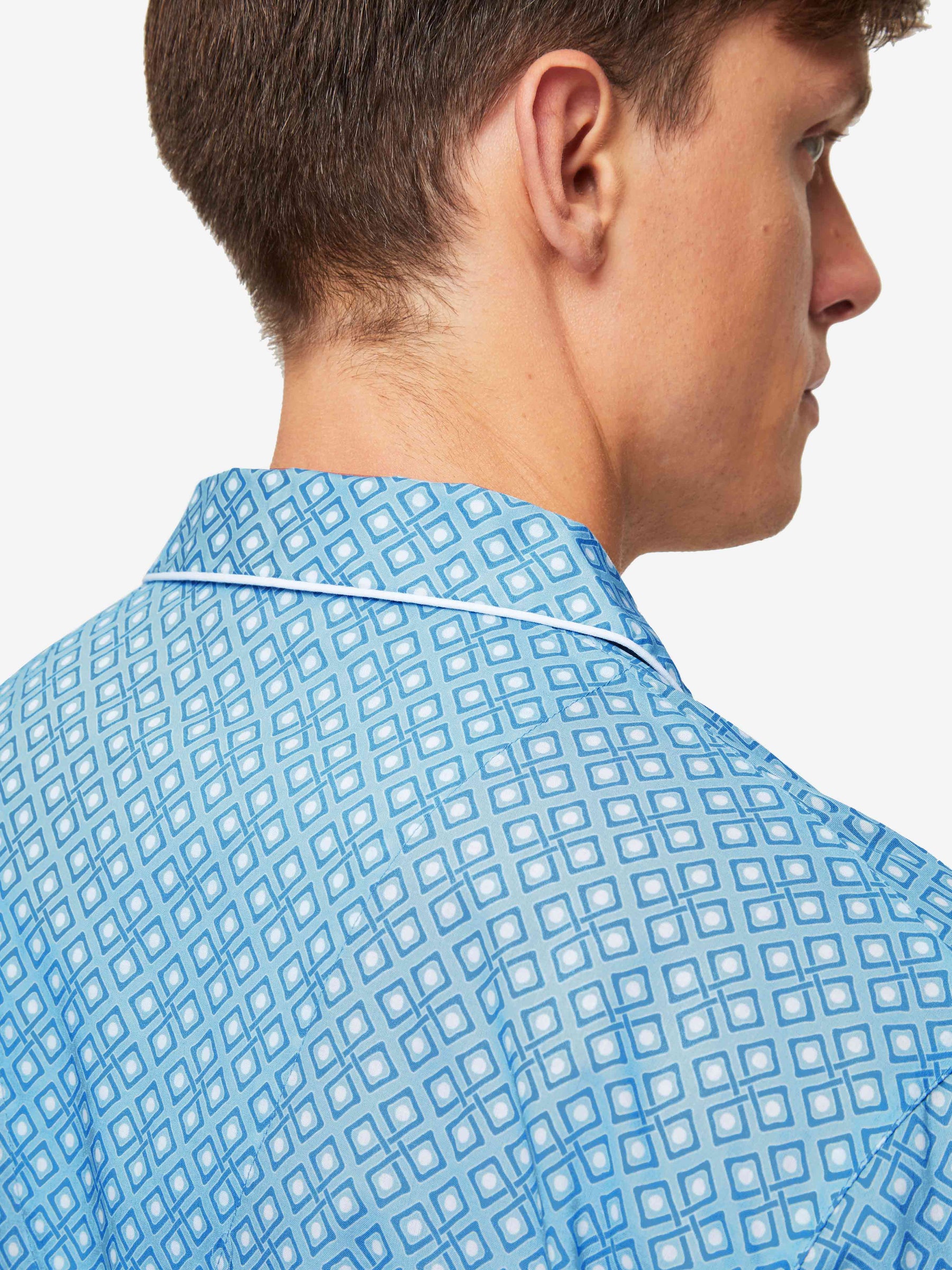 Men's Modern Fit Pyjamas Ledbury 56 Cotton Batiste Blue