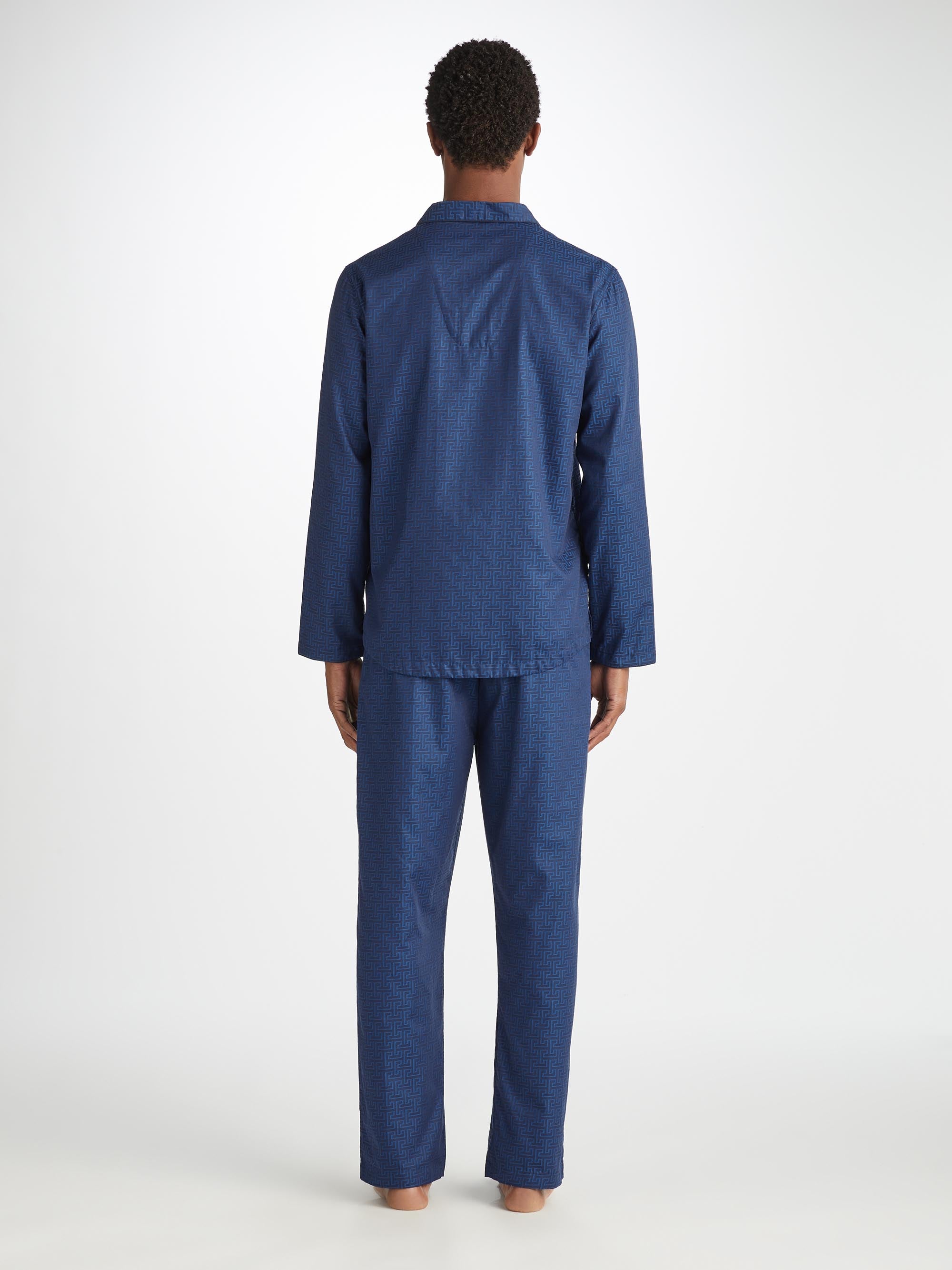Men's Modern Fit Pyjamas Paris 27 Cotton Jacquard Navy