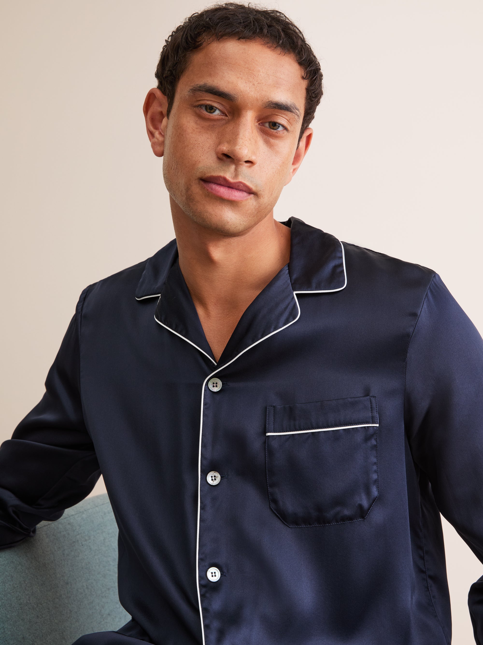 Men's Pyjamas Bailey Silk Satin Navy