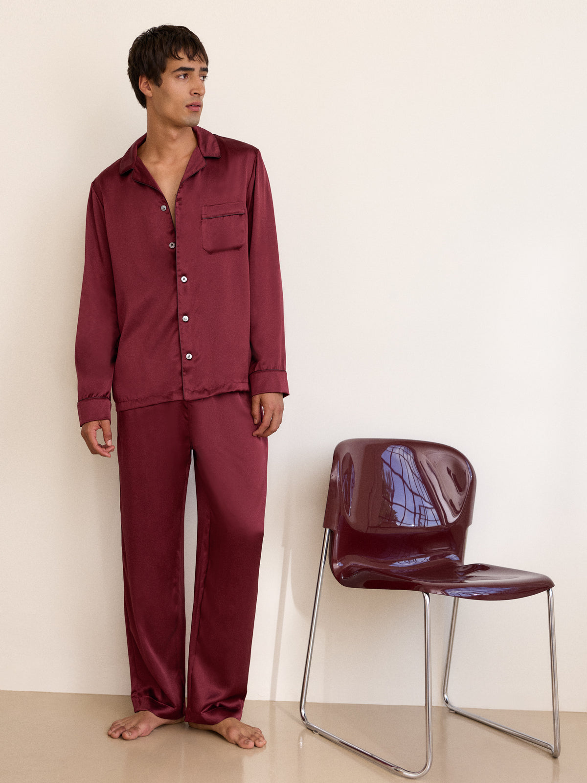 Bailey Silk Pajamas Cabernet Red