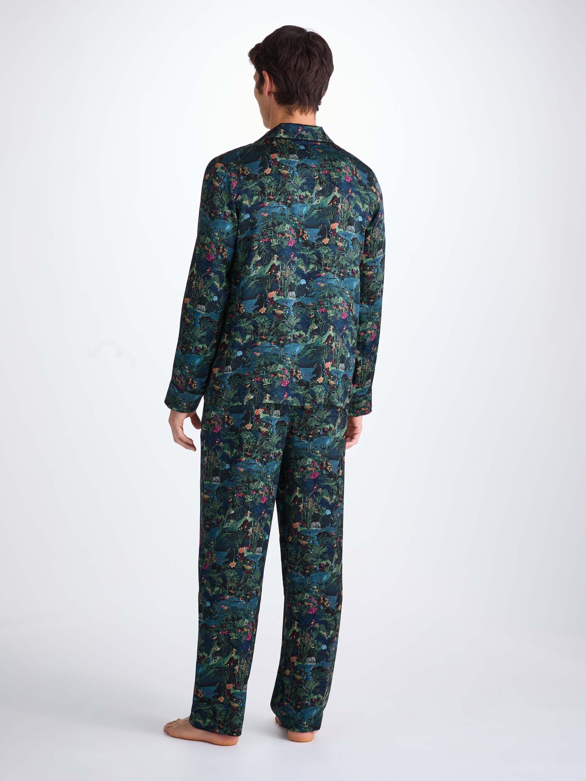 Men's Pyjamas Silk Satin Multi Midnight Jungle Print