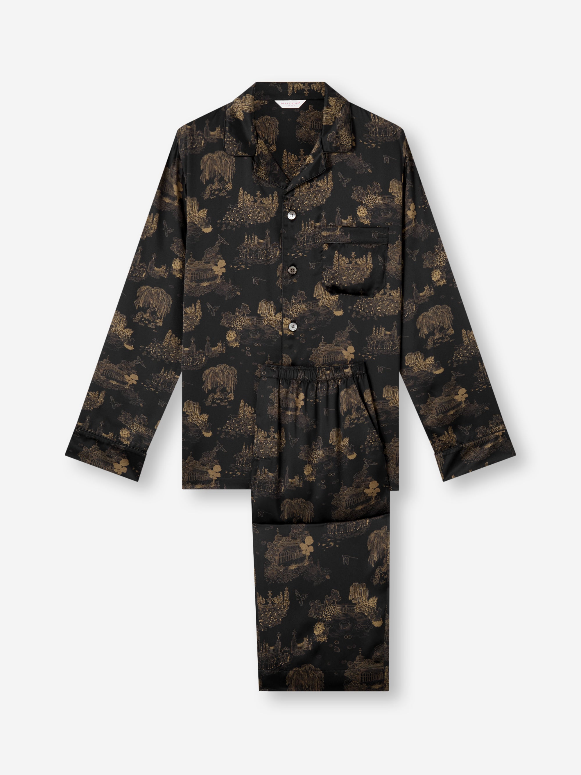 Men's Silk Pyjamas London Toile Black