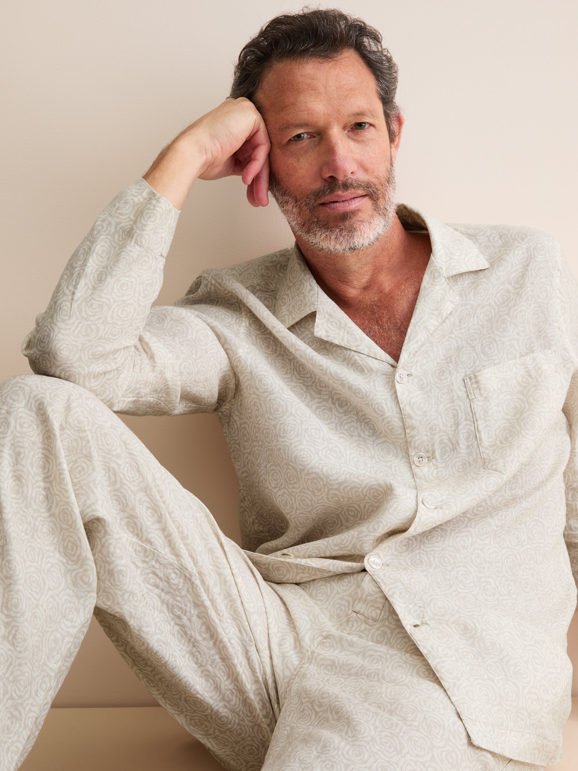 Men's Linen Pyjamas Milan Rose Sand