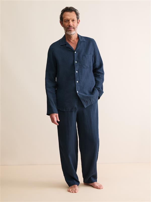 Men's Pyjamas Sicily Linen Navy