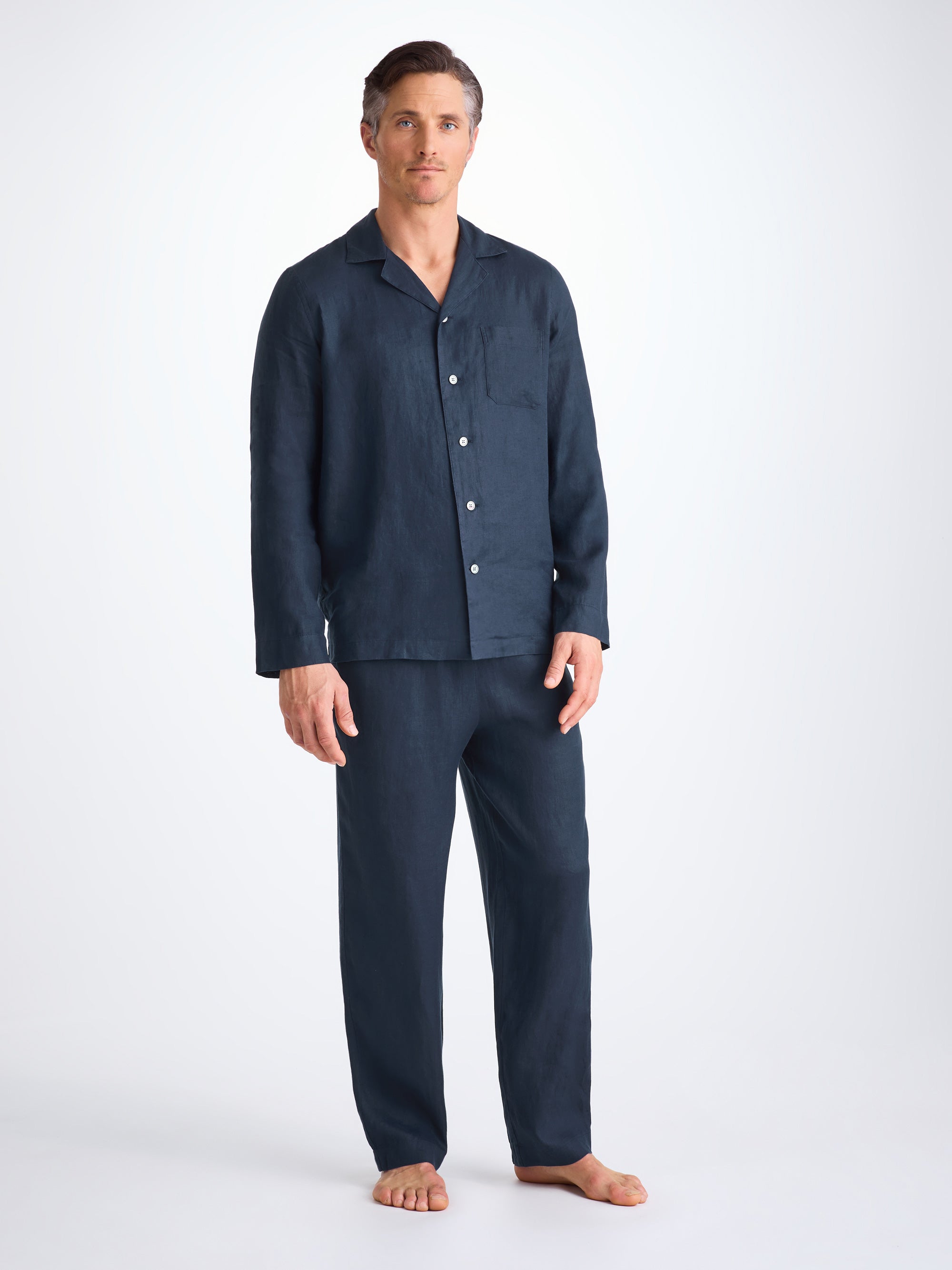 Men's Pyjamas Sicily Linen Navy