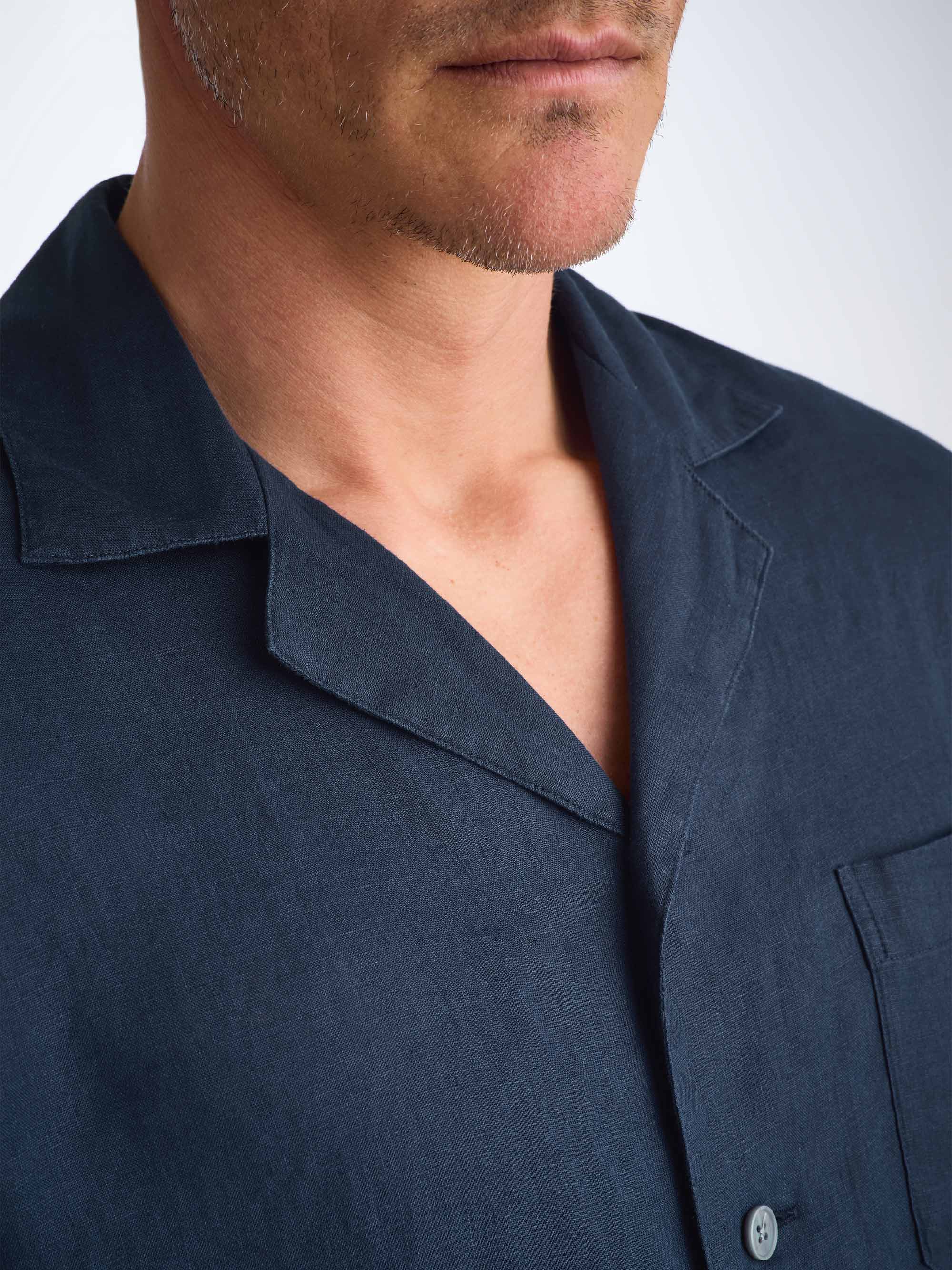 Men's Pyjamas Sicily Linen Navy