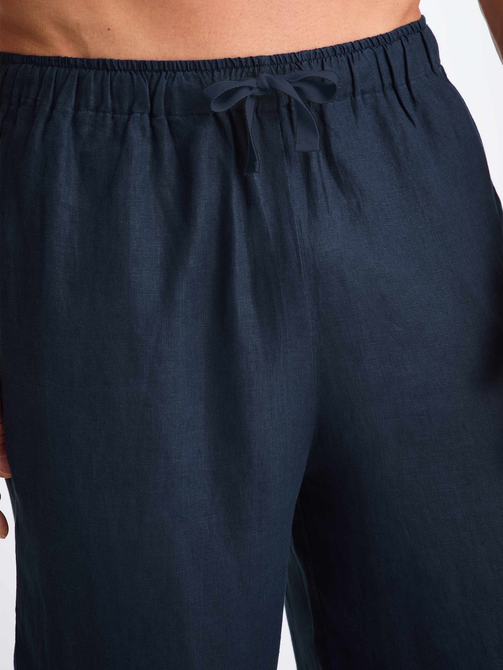 Men's Pyjamas Sicily Linen Navy
