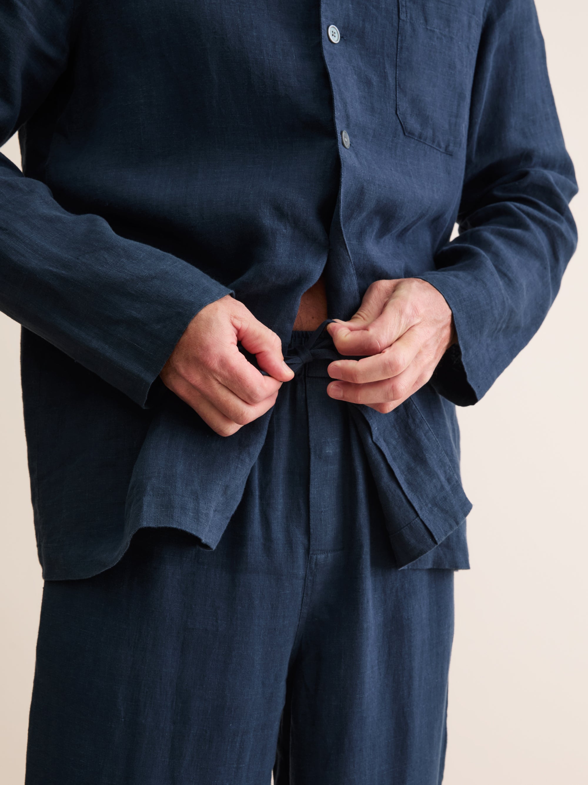 Men's Pyjamas Sicily Linen Navy