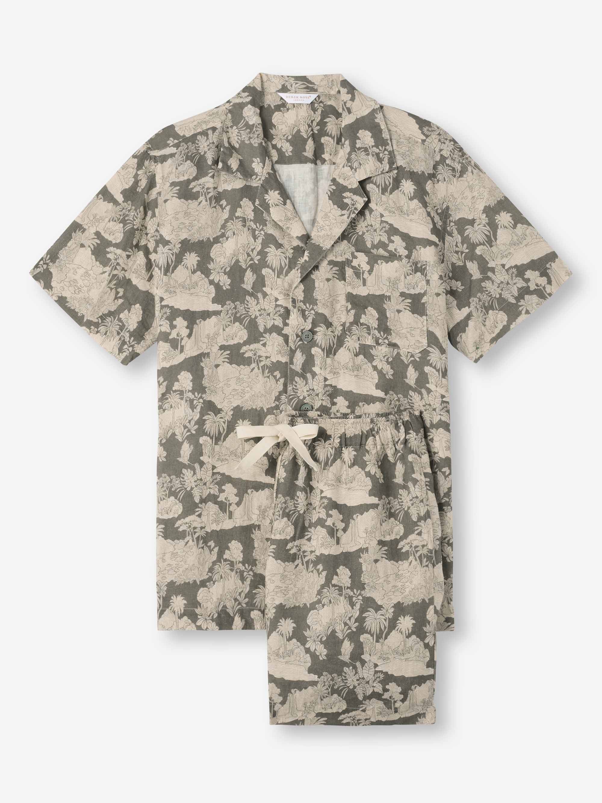 Men's Short Pyjamas Milan 26 Linen Khaki