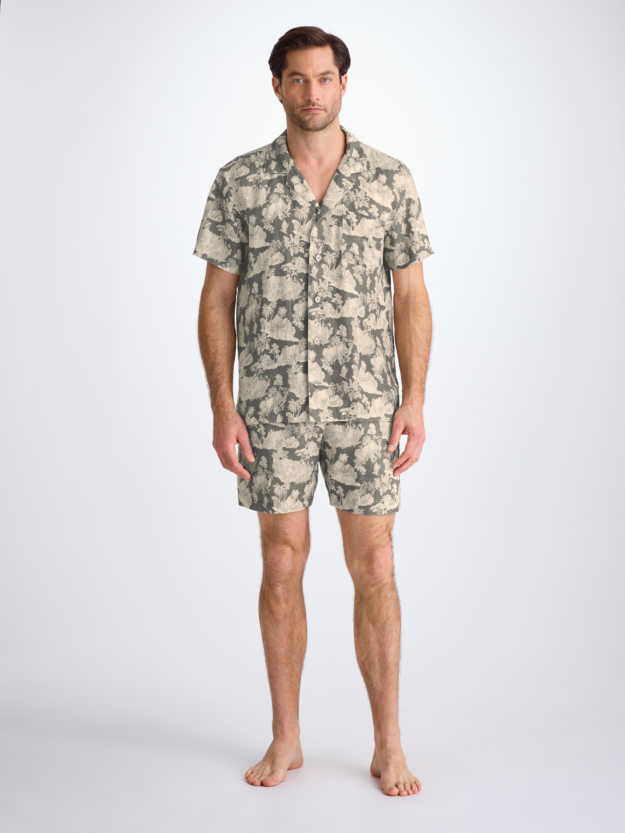 Men's Short Pyjamas Milan 26 Linen Khaki