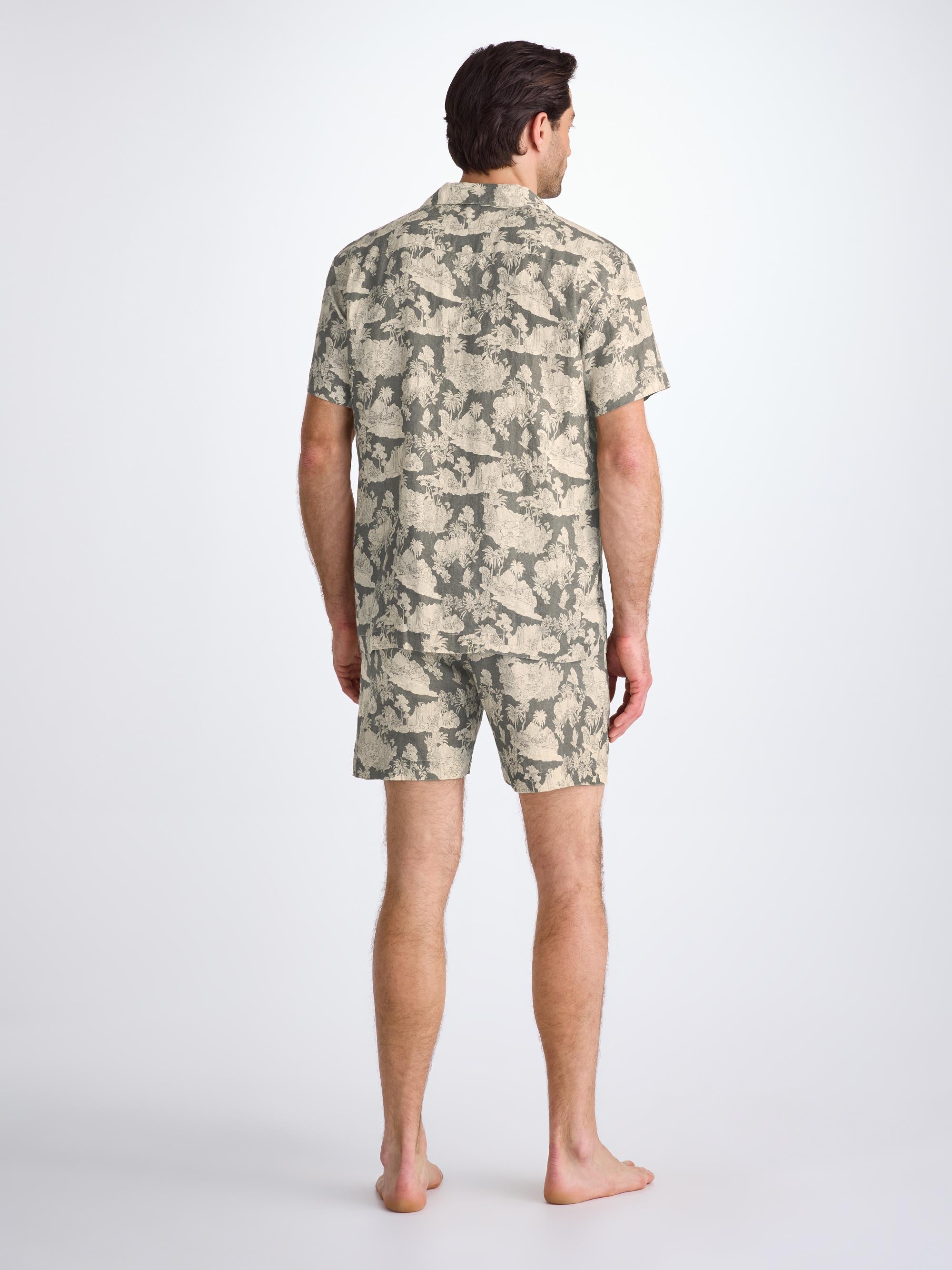 Men's Short Pyjamas Milan 26 Linen Khaki