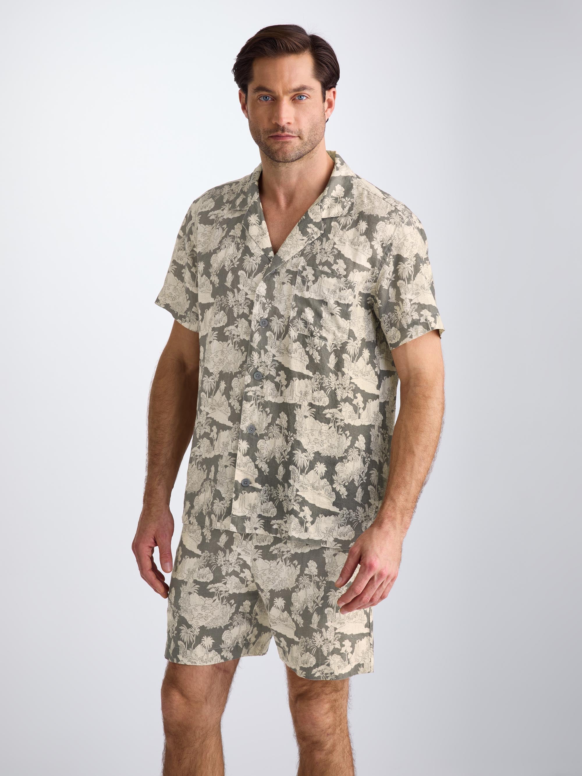 Men's Short Pyjamas Milan 26 Linen Khaki