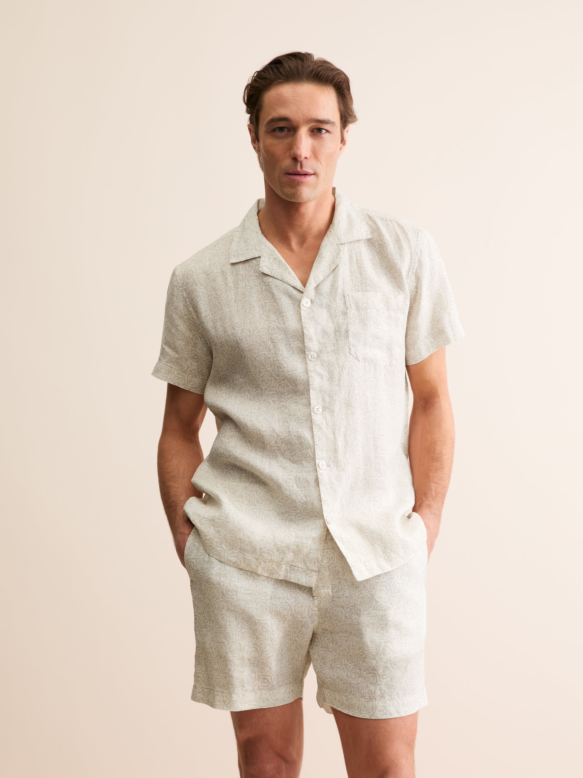 Men's Linen Short Pyjamas Milan Rose Sand