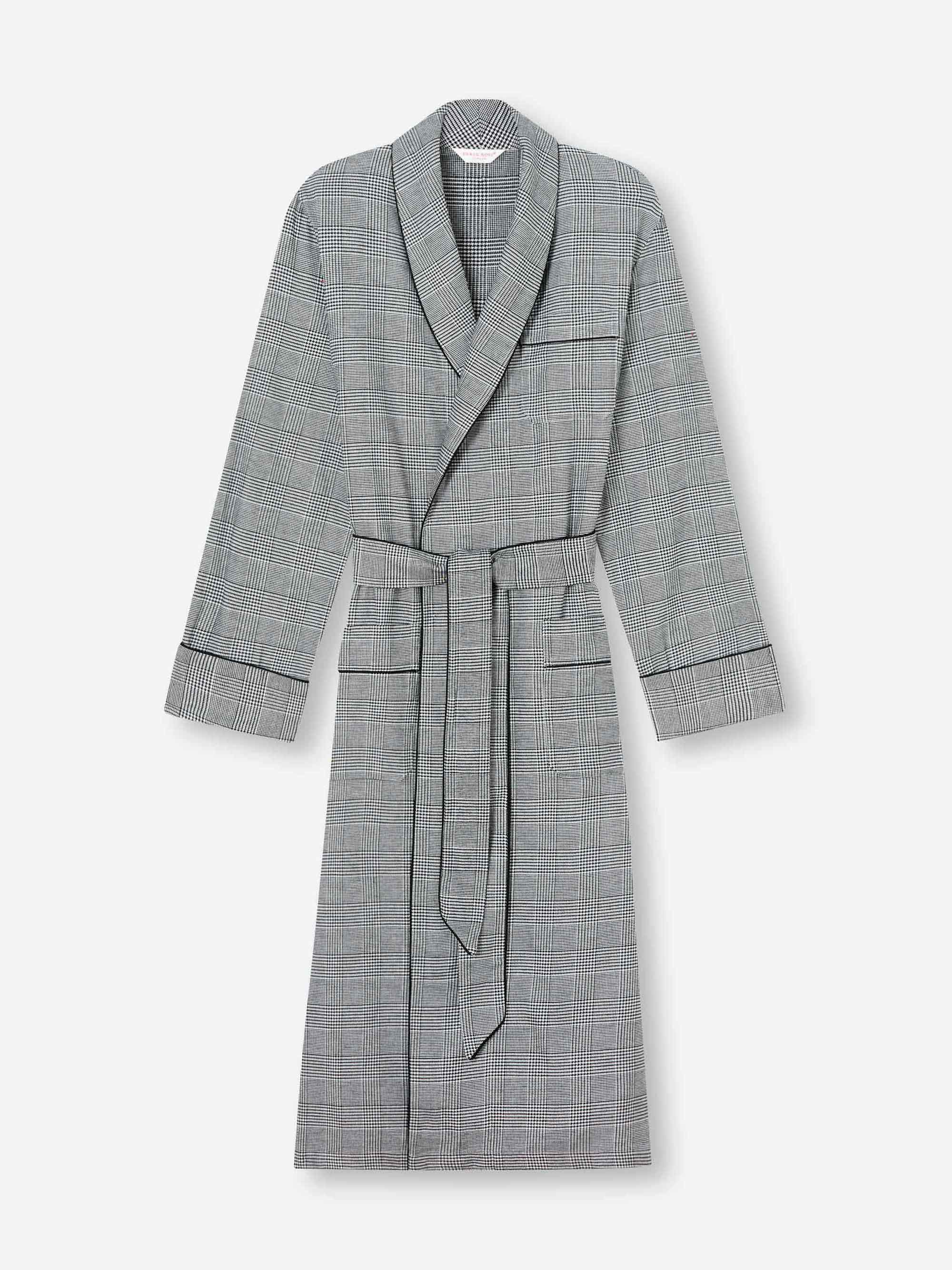 Men's Dressing Gown Kelburn 42 Brushed Cotton Black