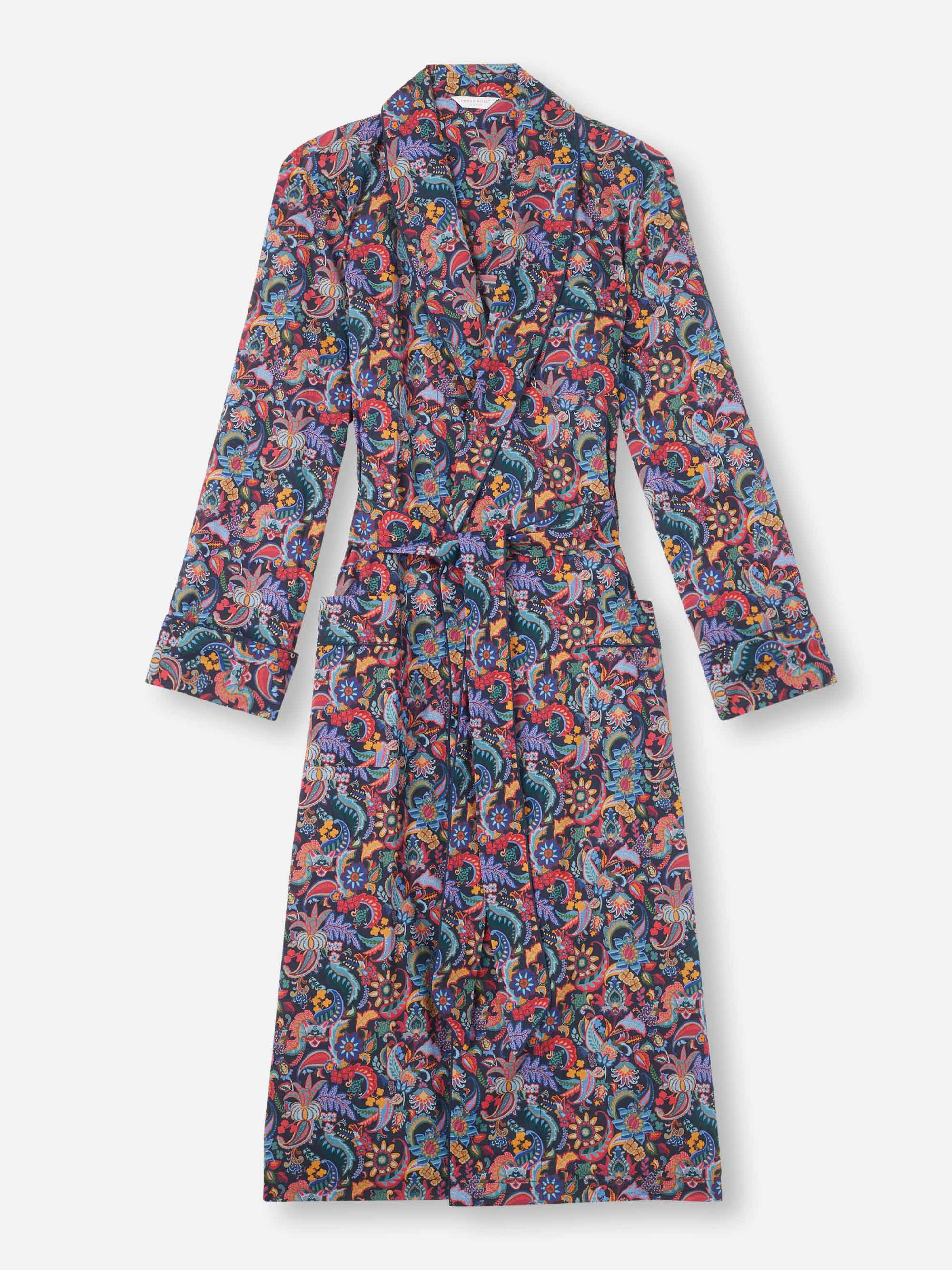Men's Dressing Gown Cotton Batiste Multi Jungle Paisley Print