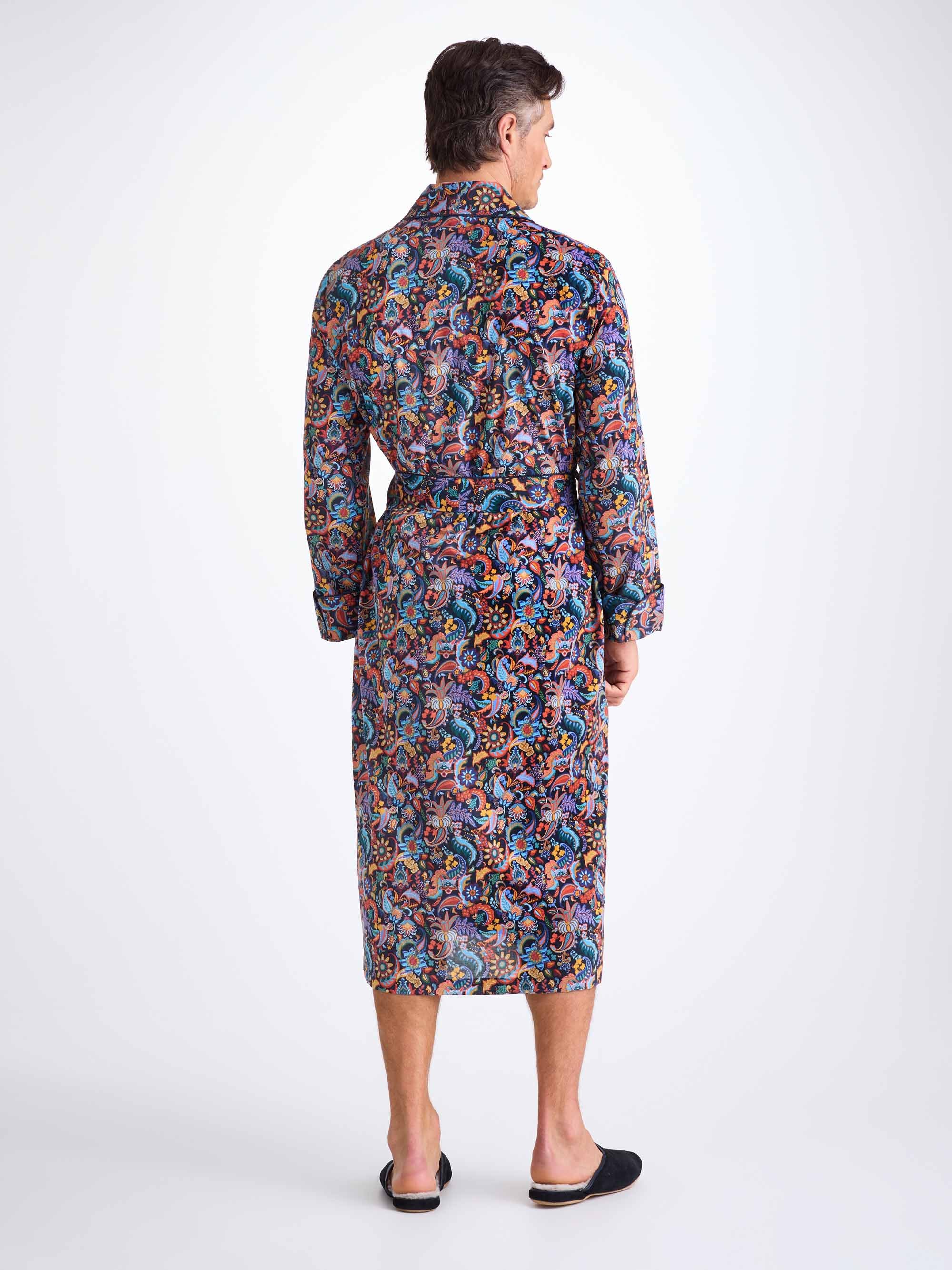 Men's Dressing Gown Cotton Batiste Multi Jungle Paisley Print