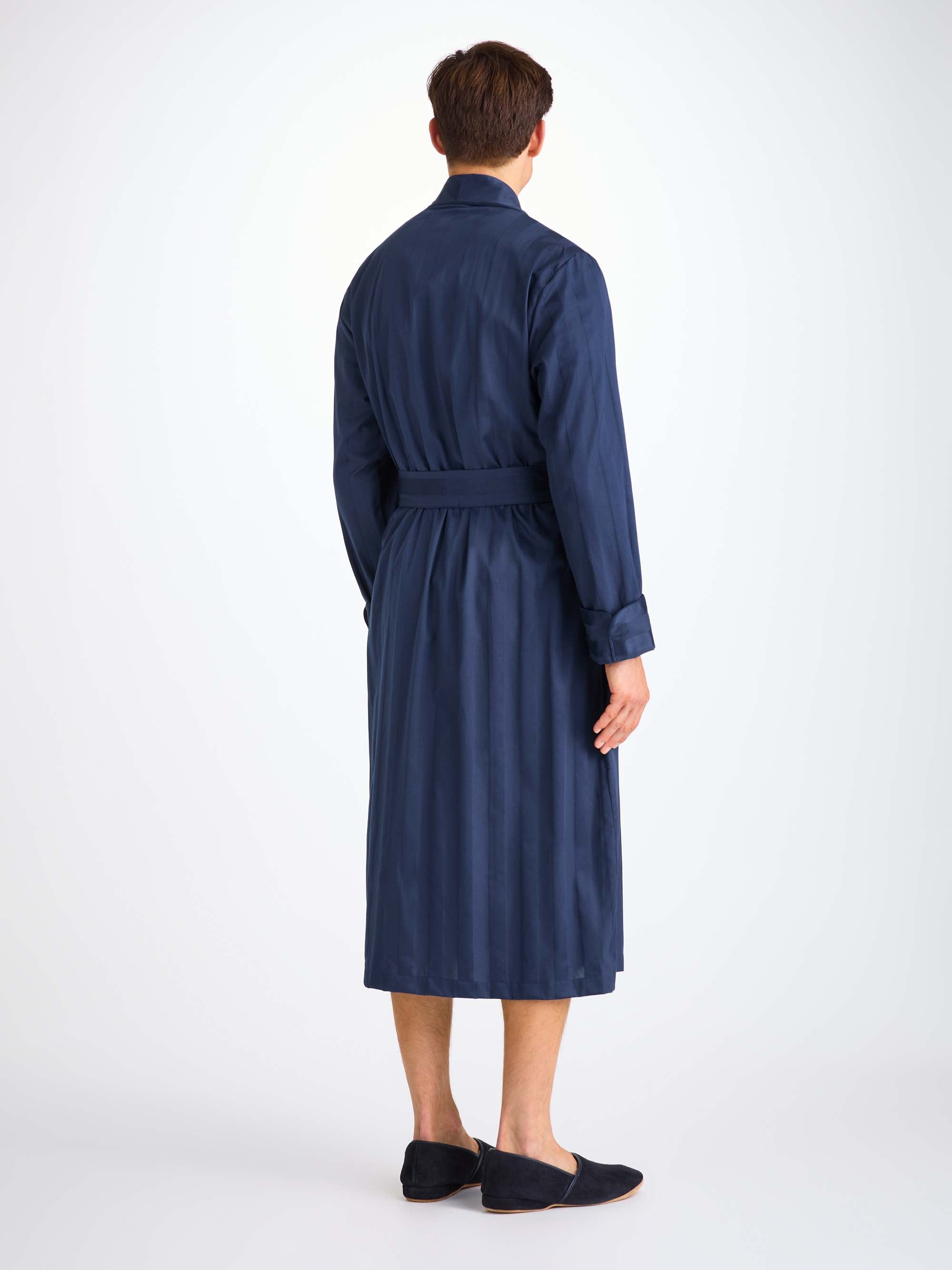 Men's Dressing Gown Lingfield Cotton Navy