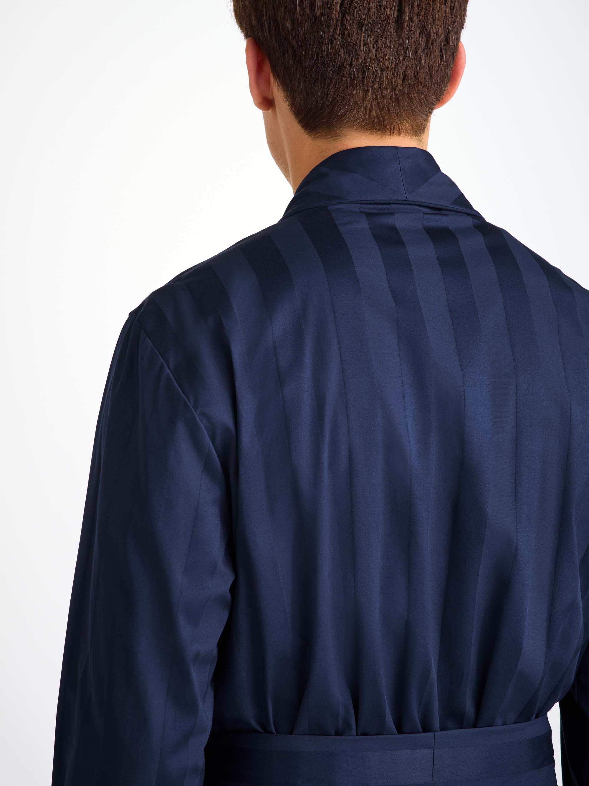 Men's Dressing Gown Lingfield Cotton Navy