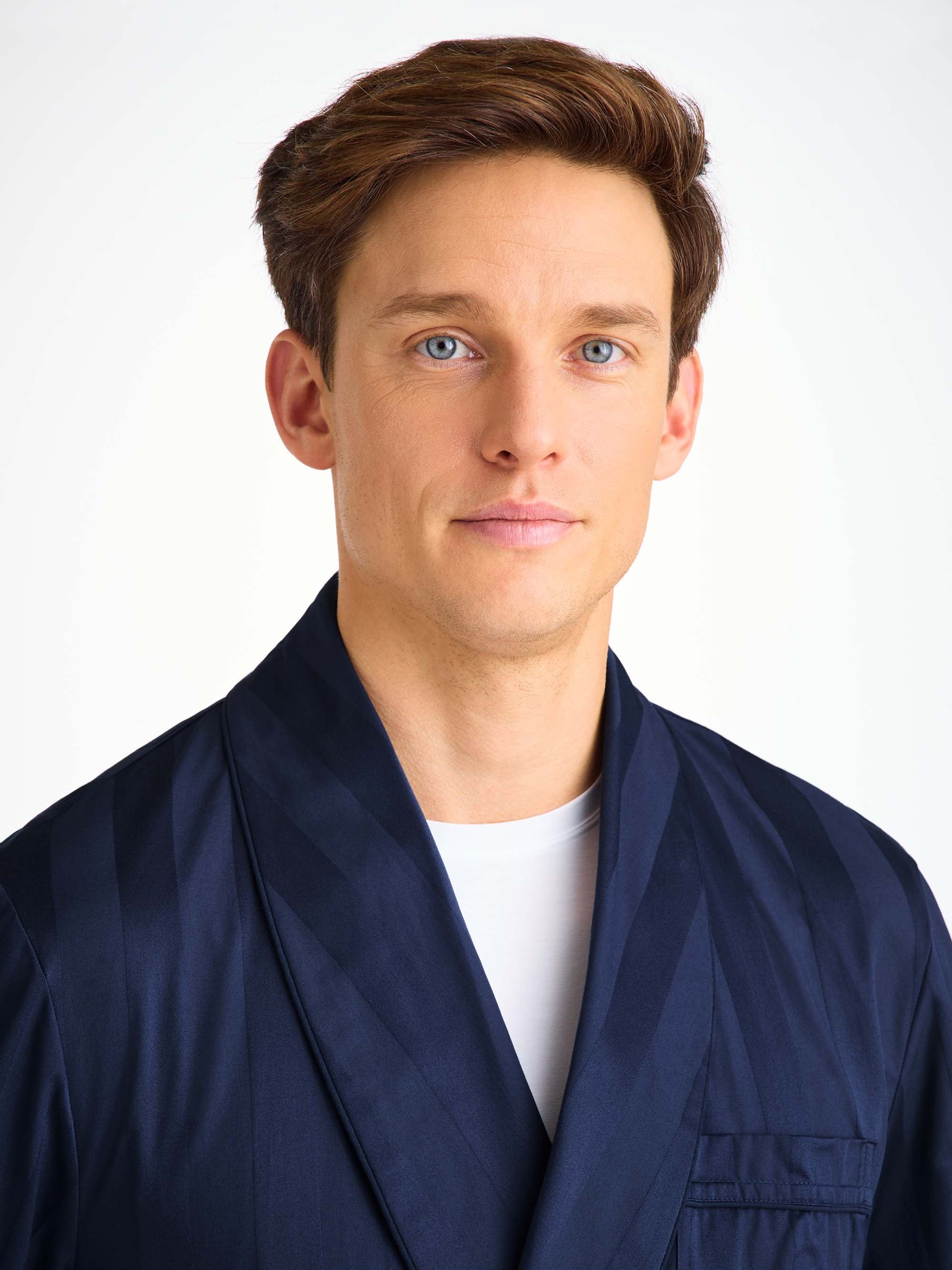 Men's Dressing Gown Lingfield Cotton Navy