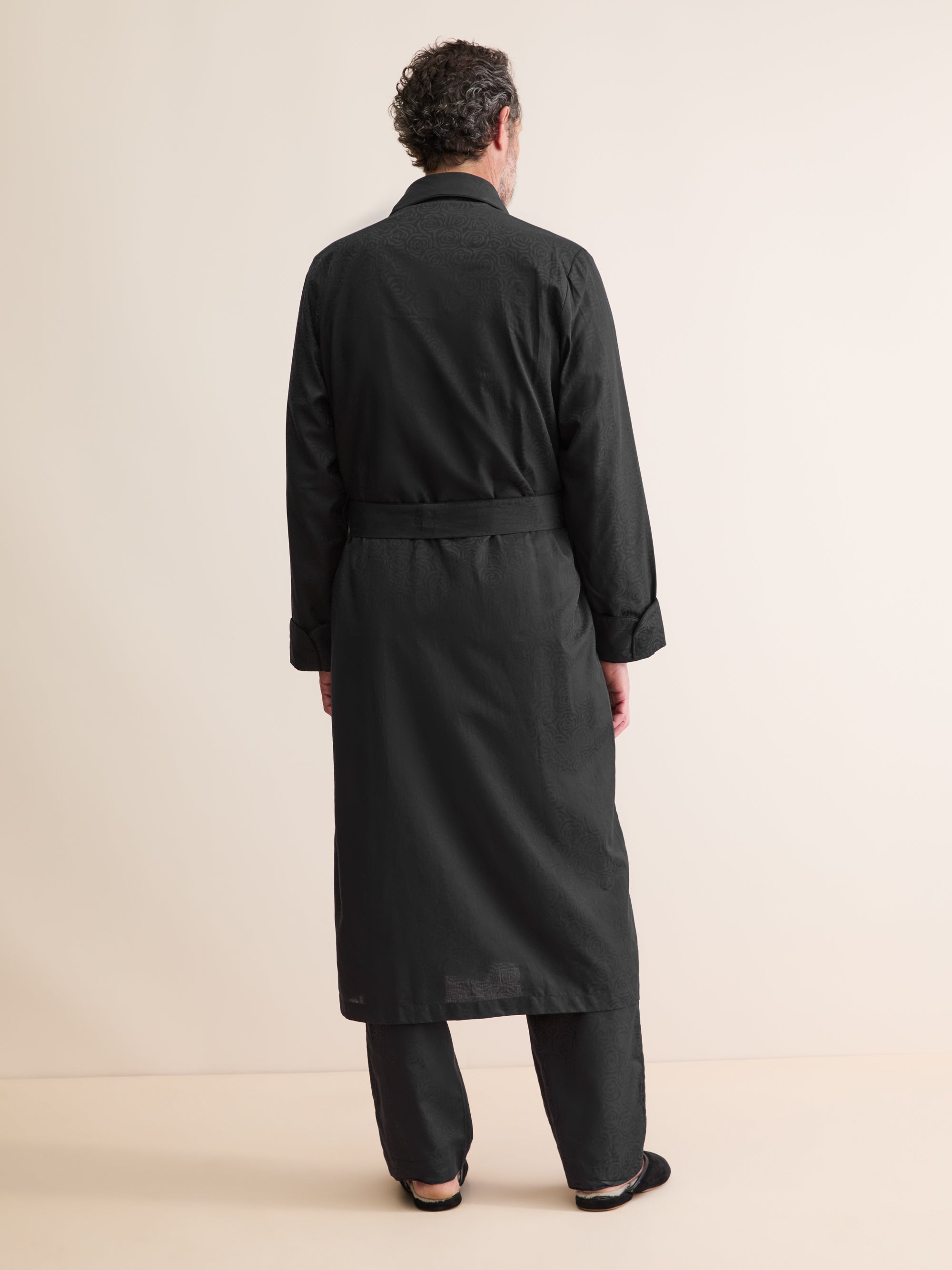 Men's Dressing Gown Paris Cotton Jacquard Black Rose