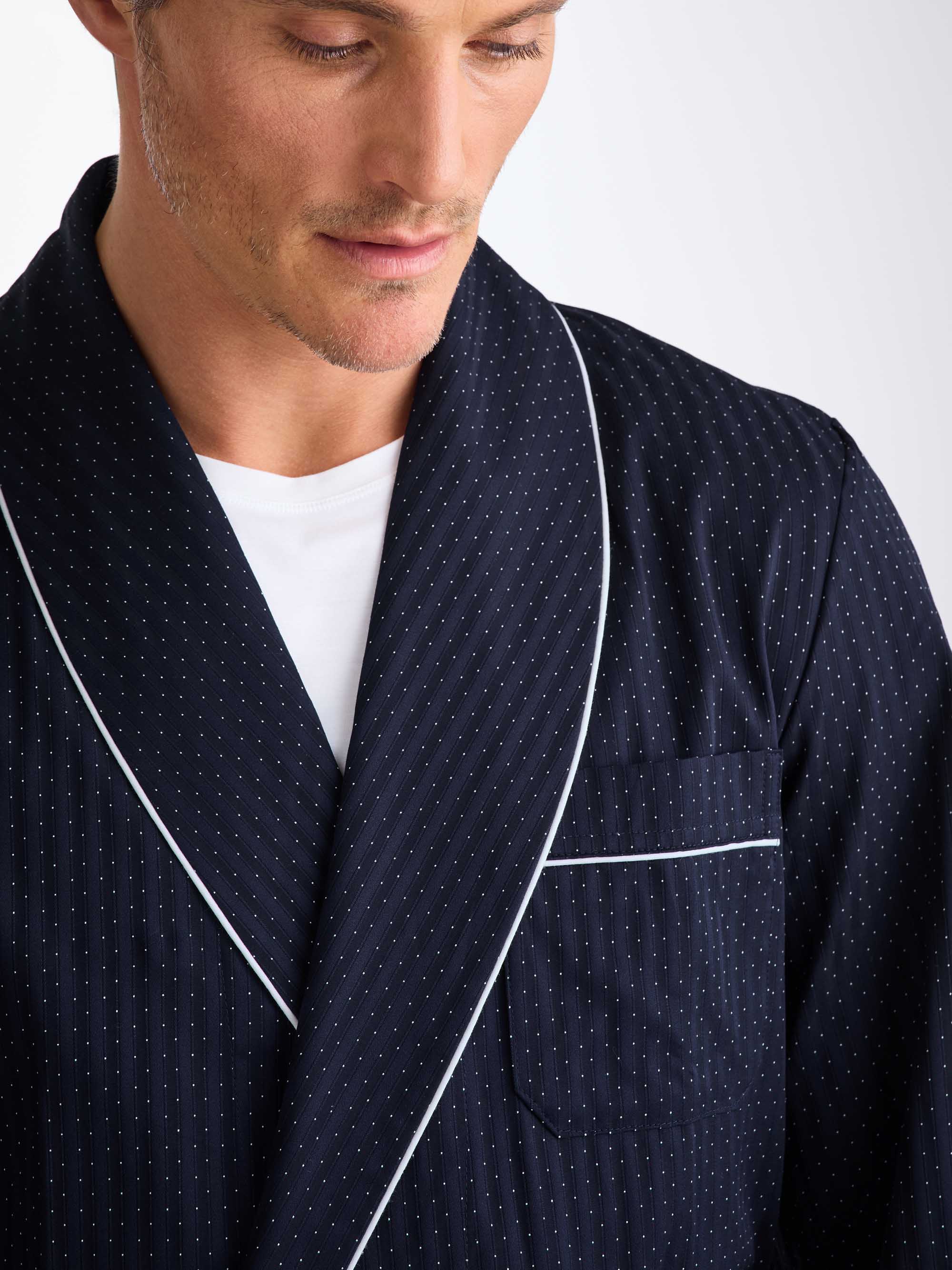 Men's Dressing Gown Royal 40 Cotton Navy