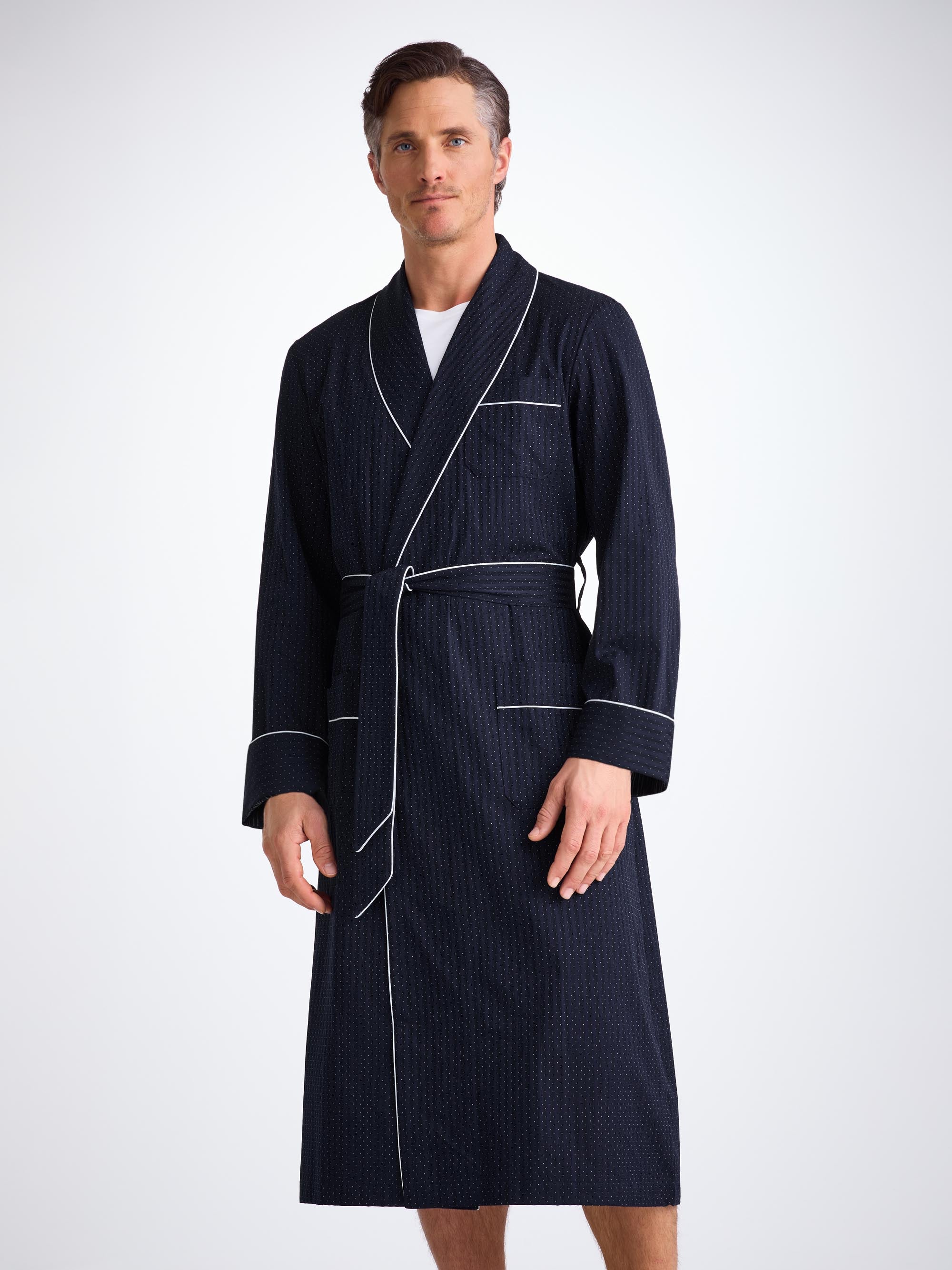 Men's Dressing Gown Royal 40 Cotton Navy
