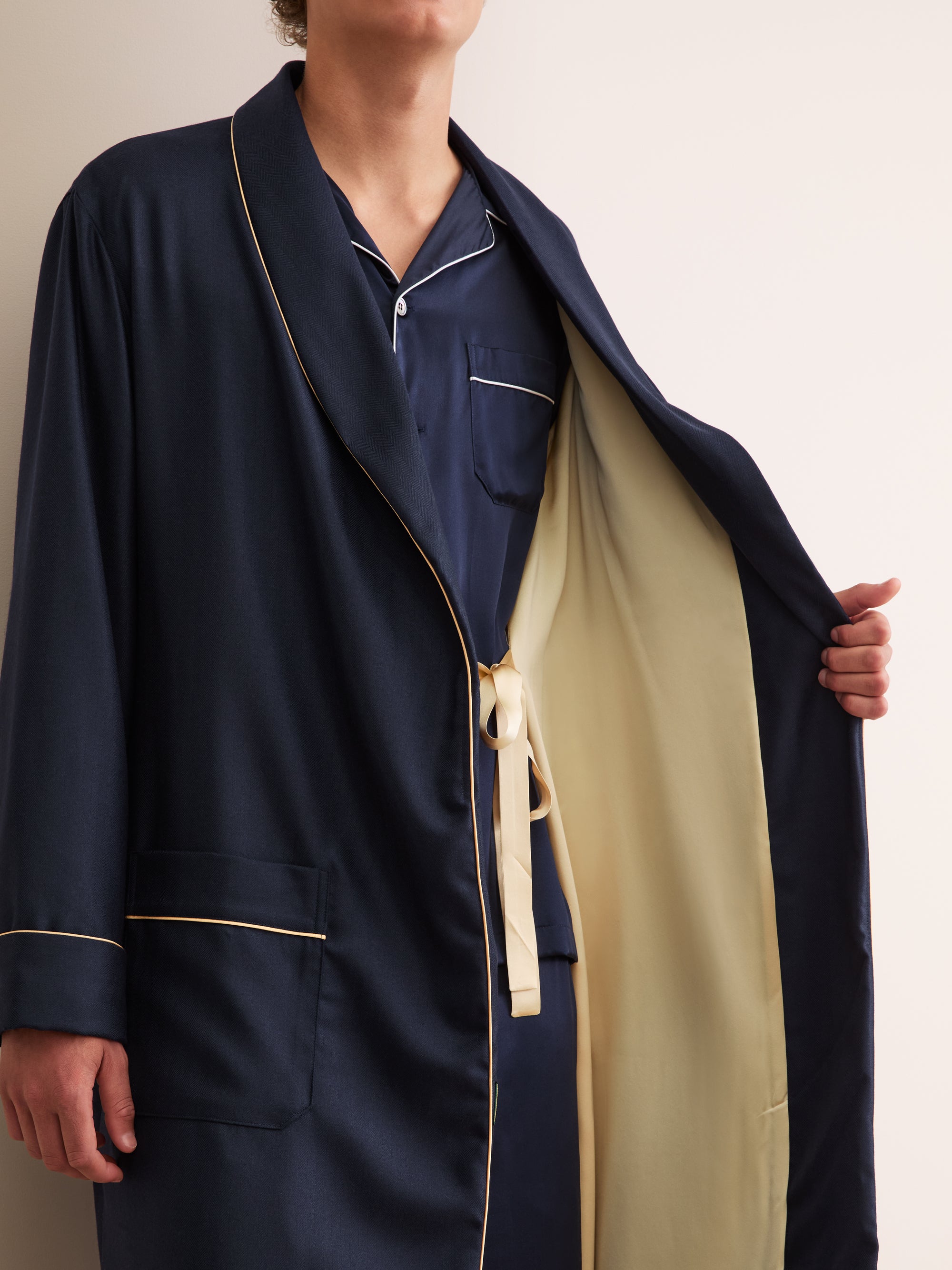 Men's Dressing Gown Duke Cashmere Navy