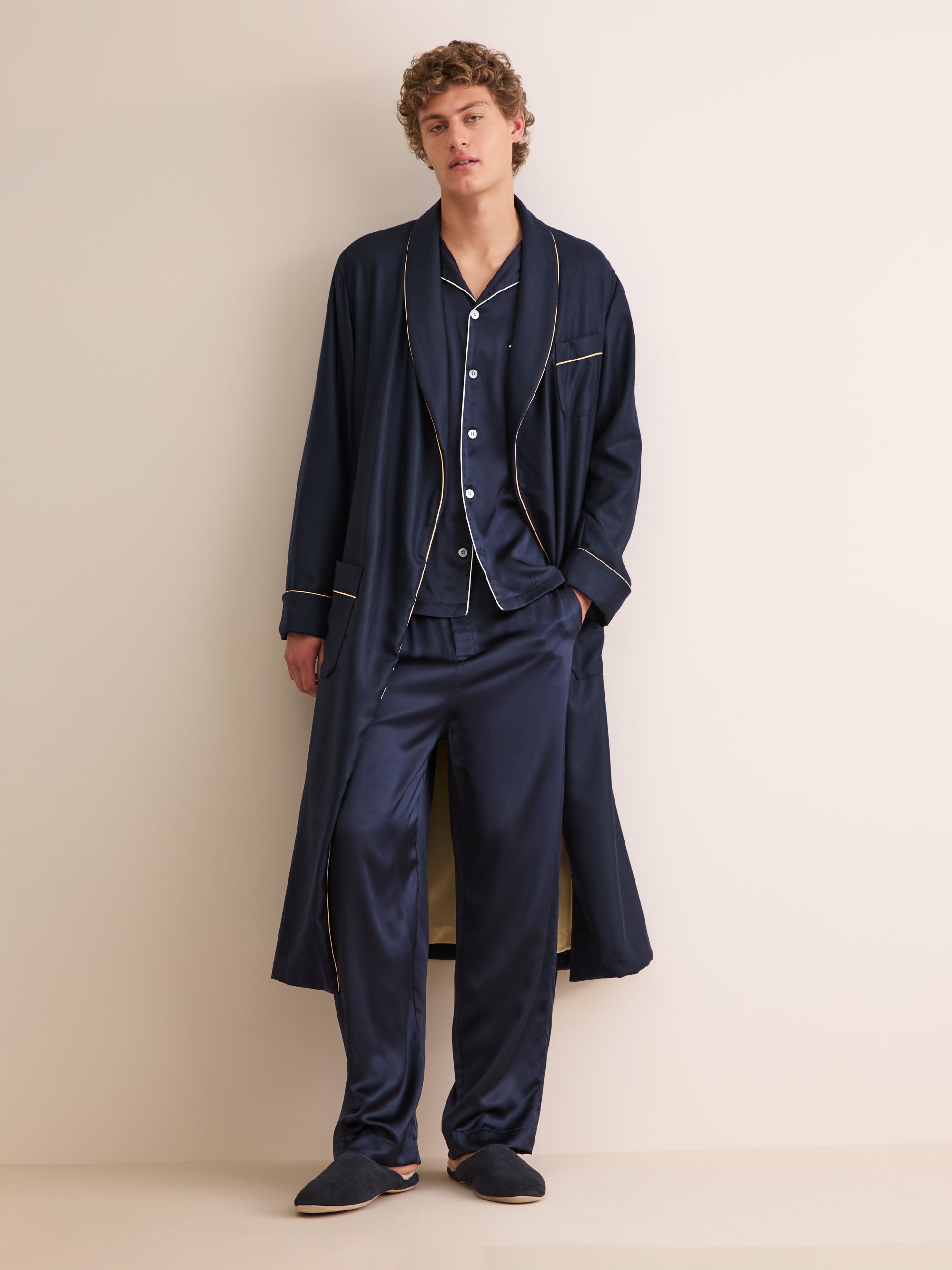 Men's Dressing Gown Duke Cashmere Navy