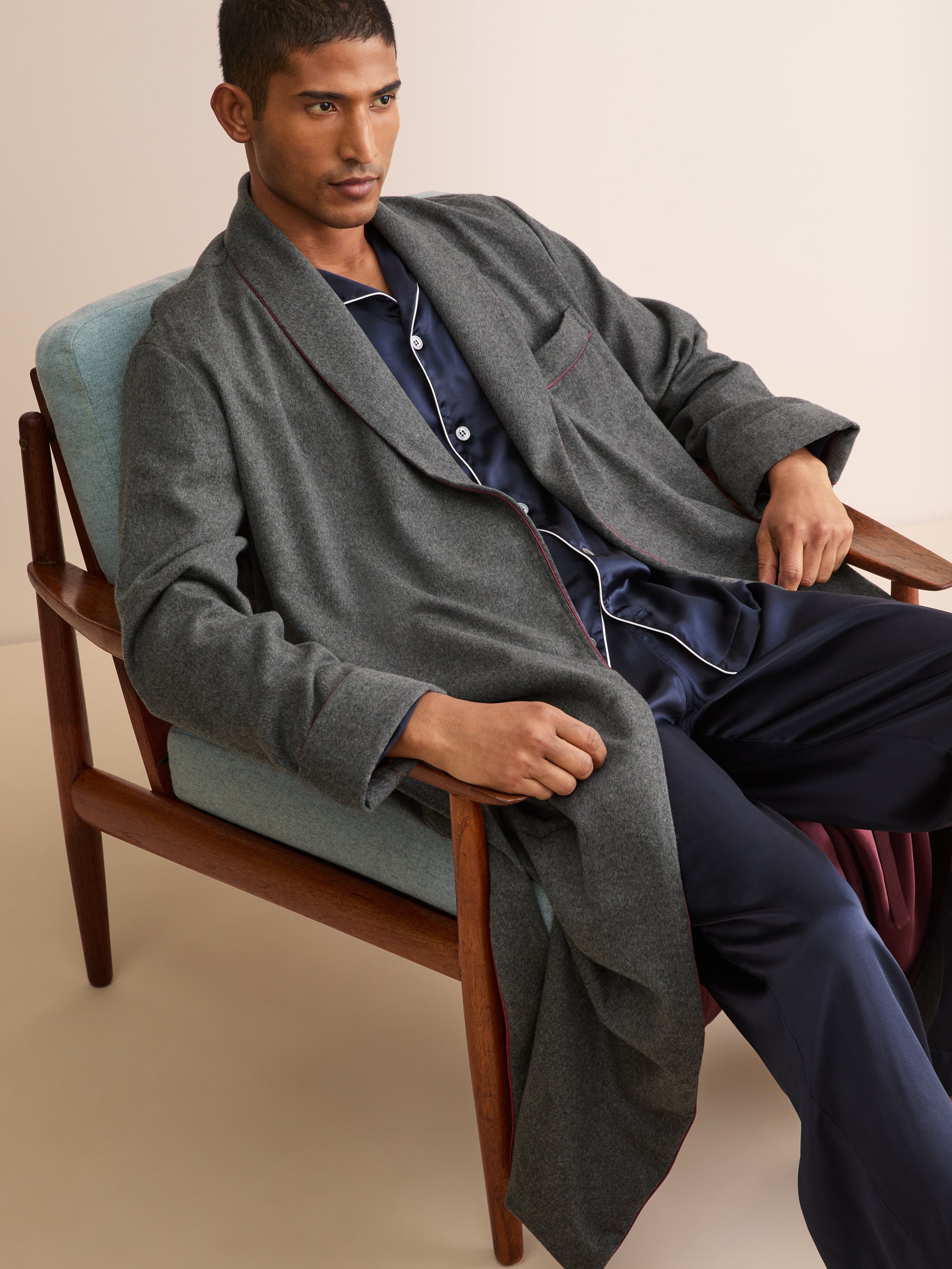 Men's Robe Duke Cashmere Charcoal