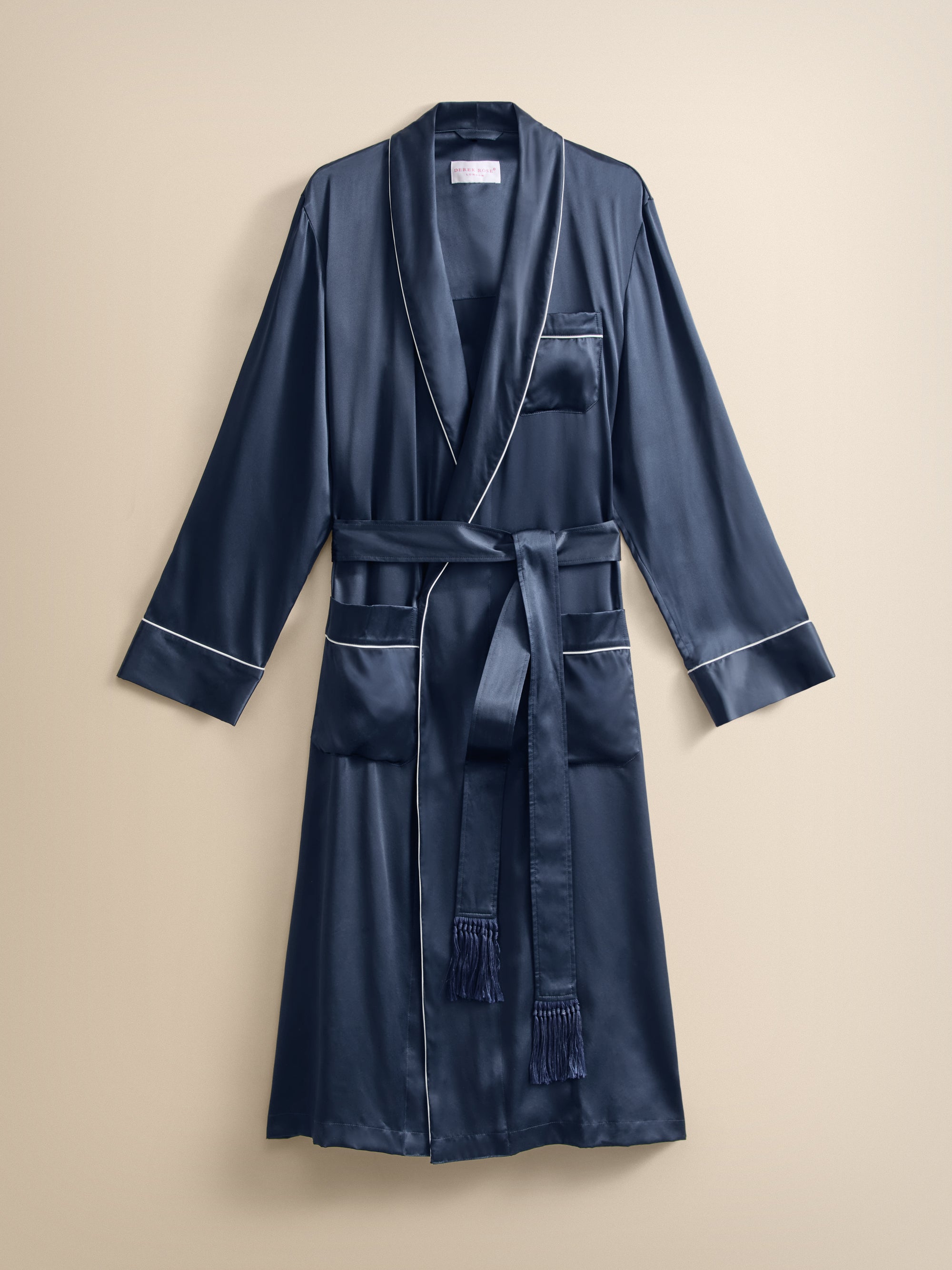 Bailey Silk Dressing Gown Navy Blue
