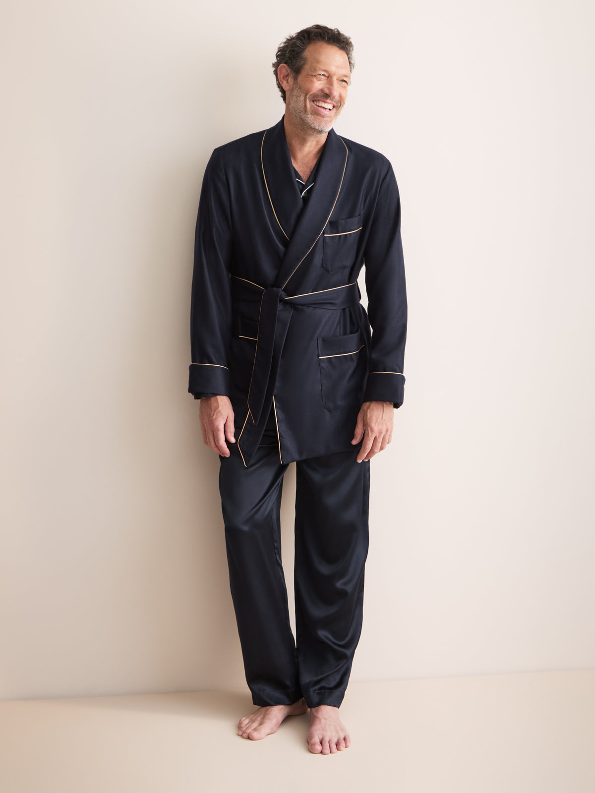Duke Cashmere Smoking Jacket Navy Blue