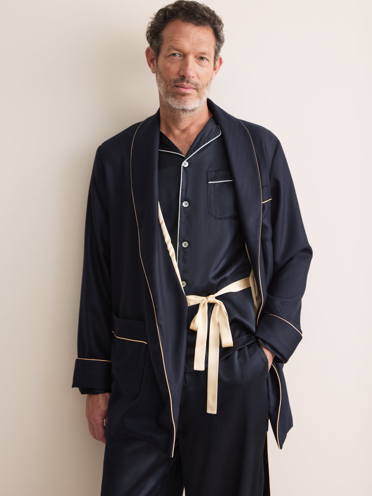 Duke Cashmere Smoking Jacket Navy Blue