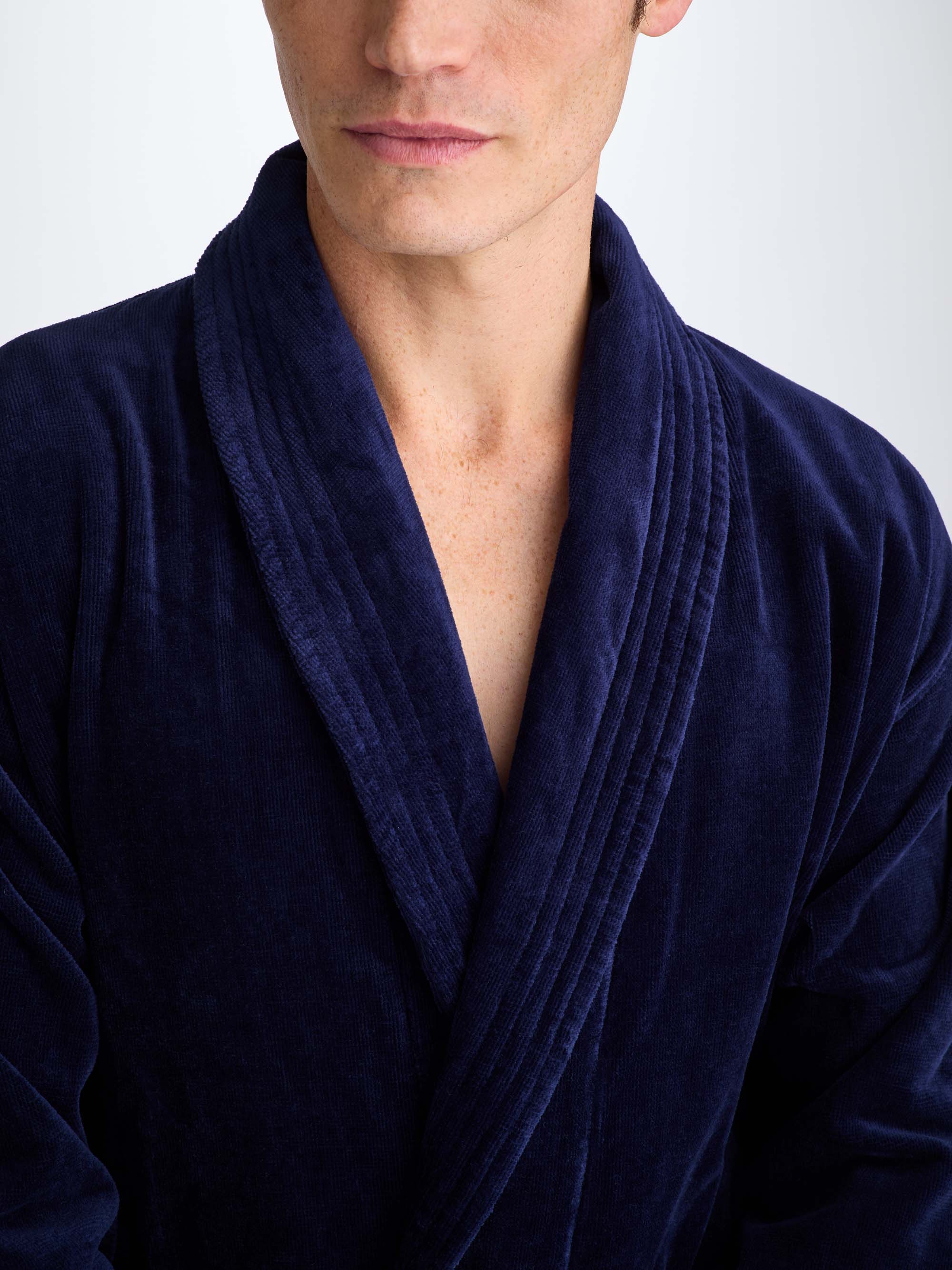 Men's Bathrobe Triton 10 Terry Cotton Navy