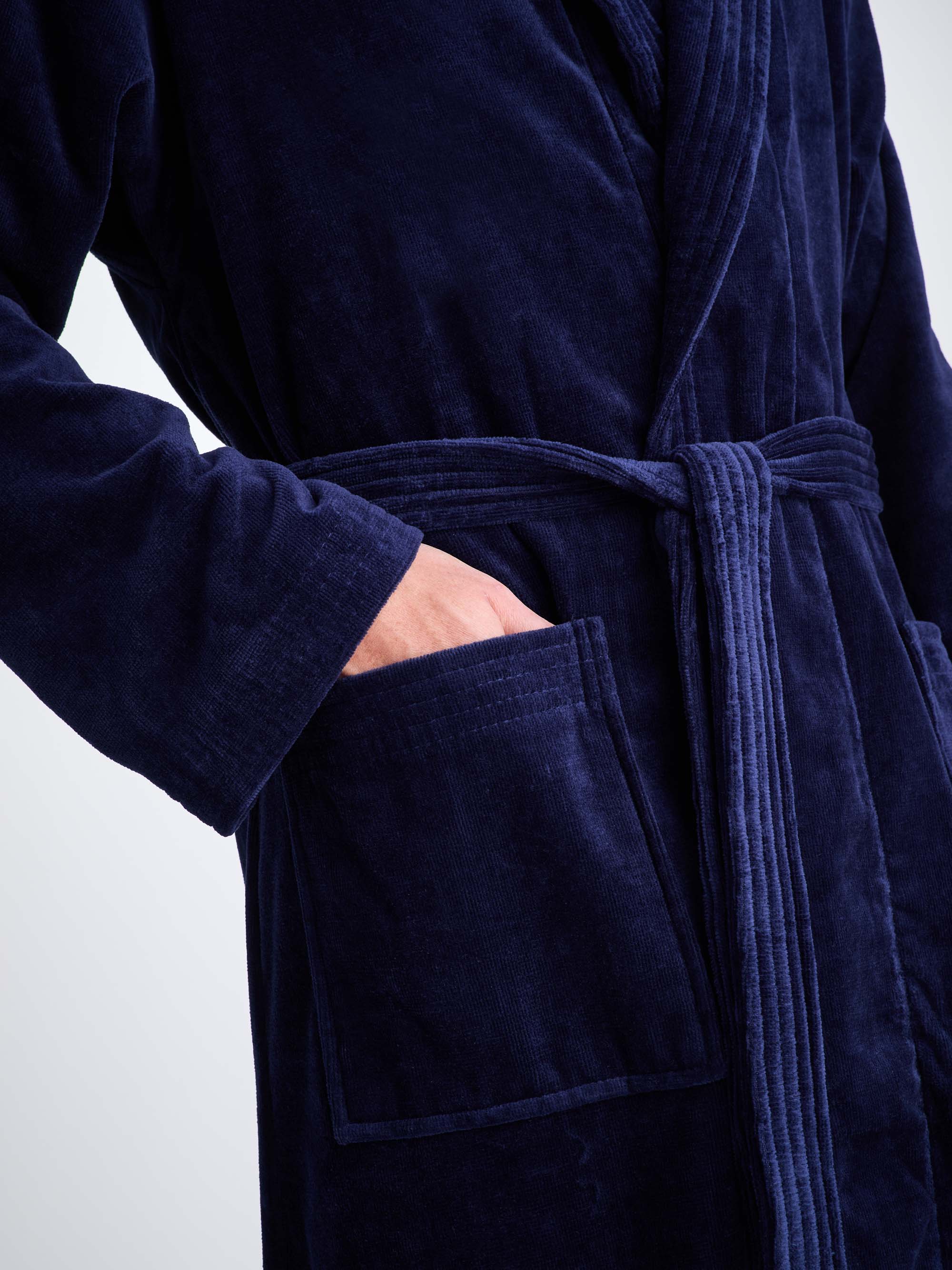 Men's Bathrobe Triton 10 Terry Cotton Navy