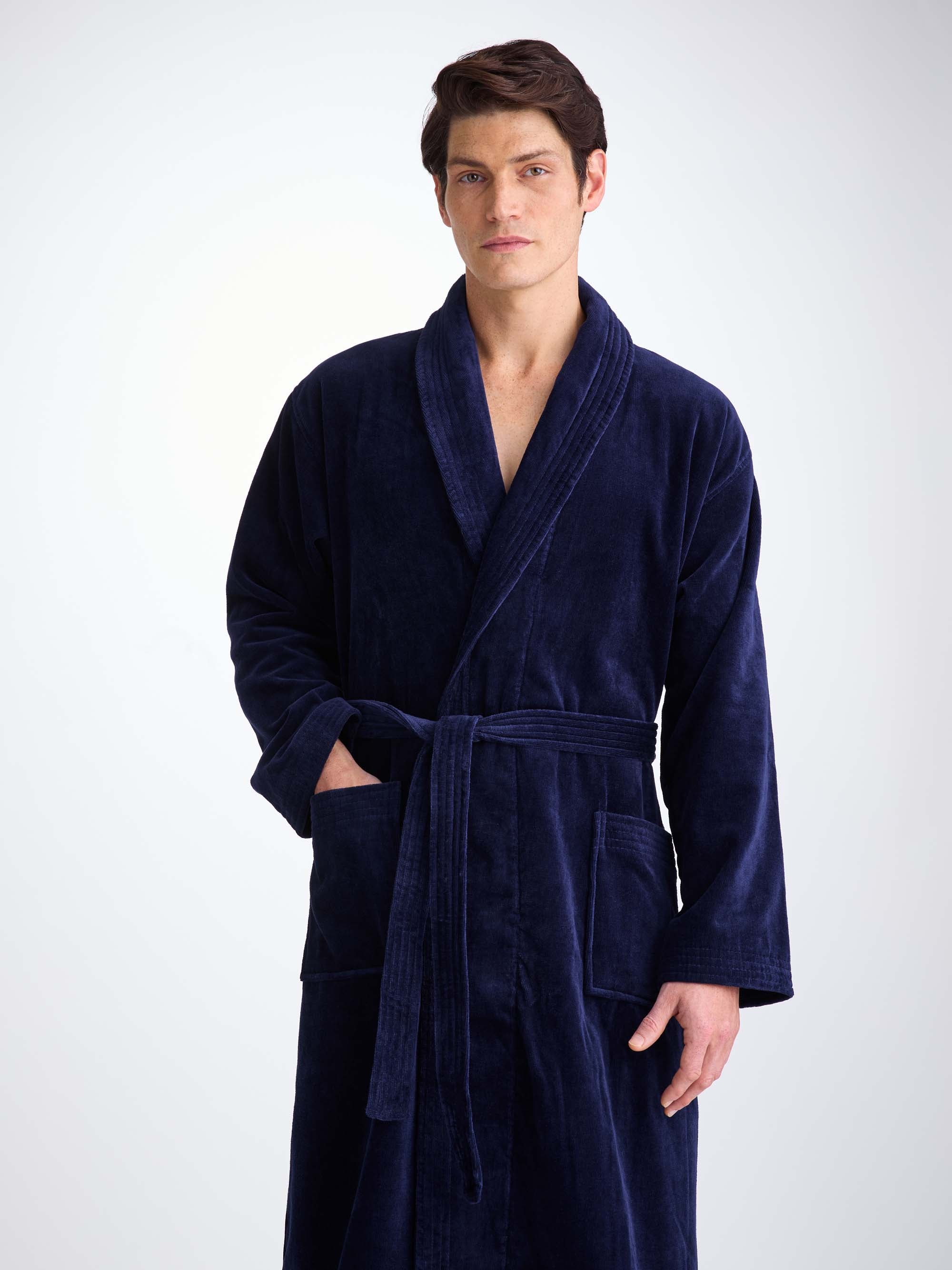 Men's Bathrobe Triton 10 Terry Cotton Navy