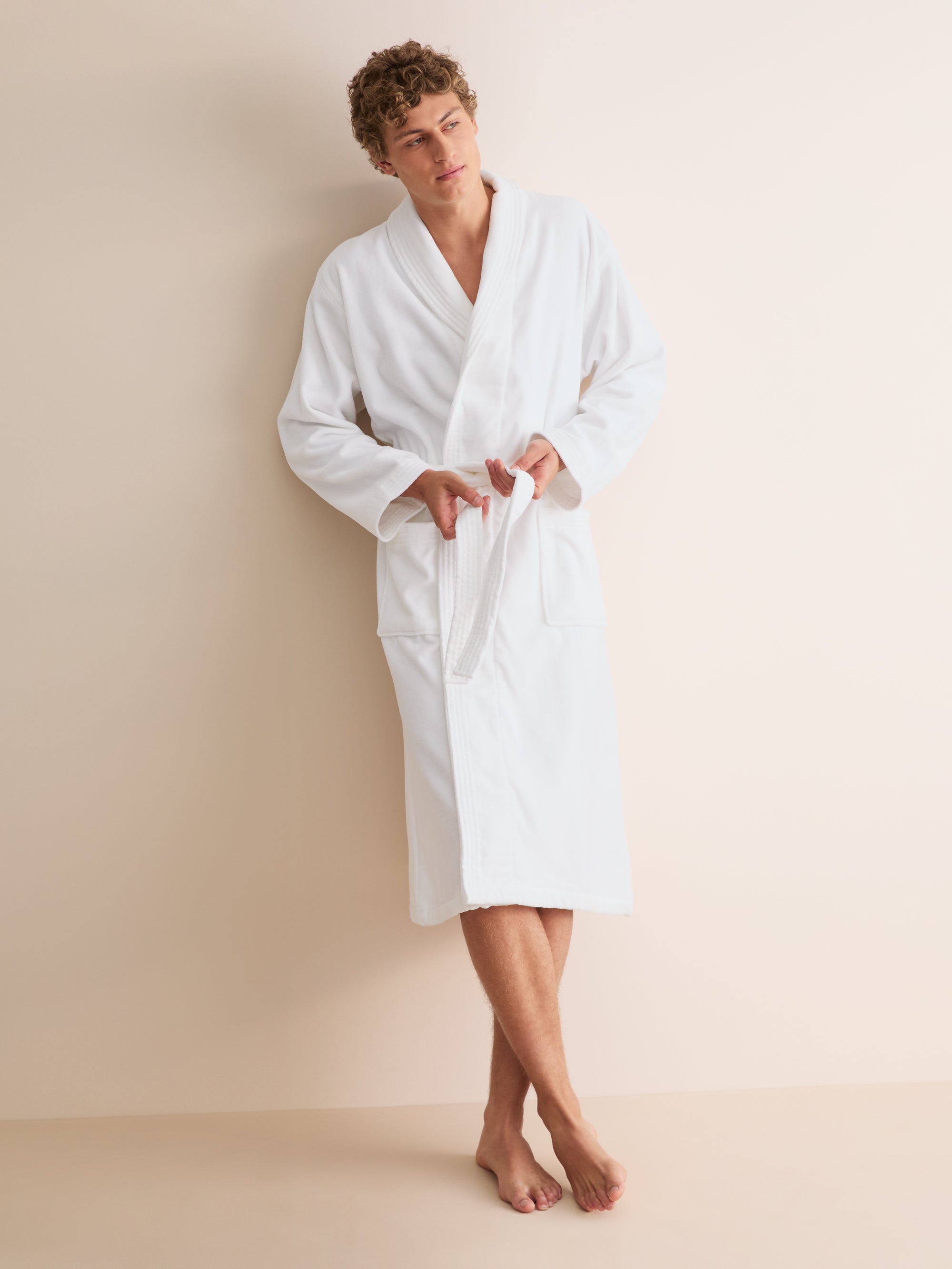 Men's Bathrobe Triton 10 Terry Cotton White