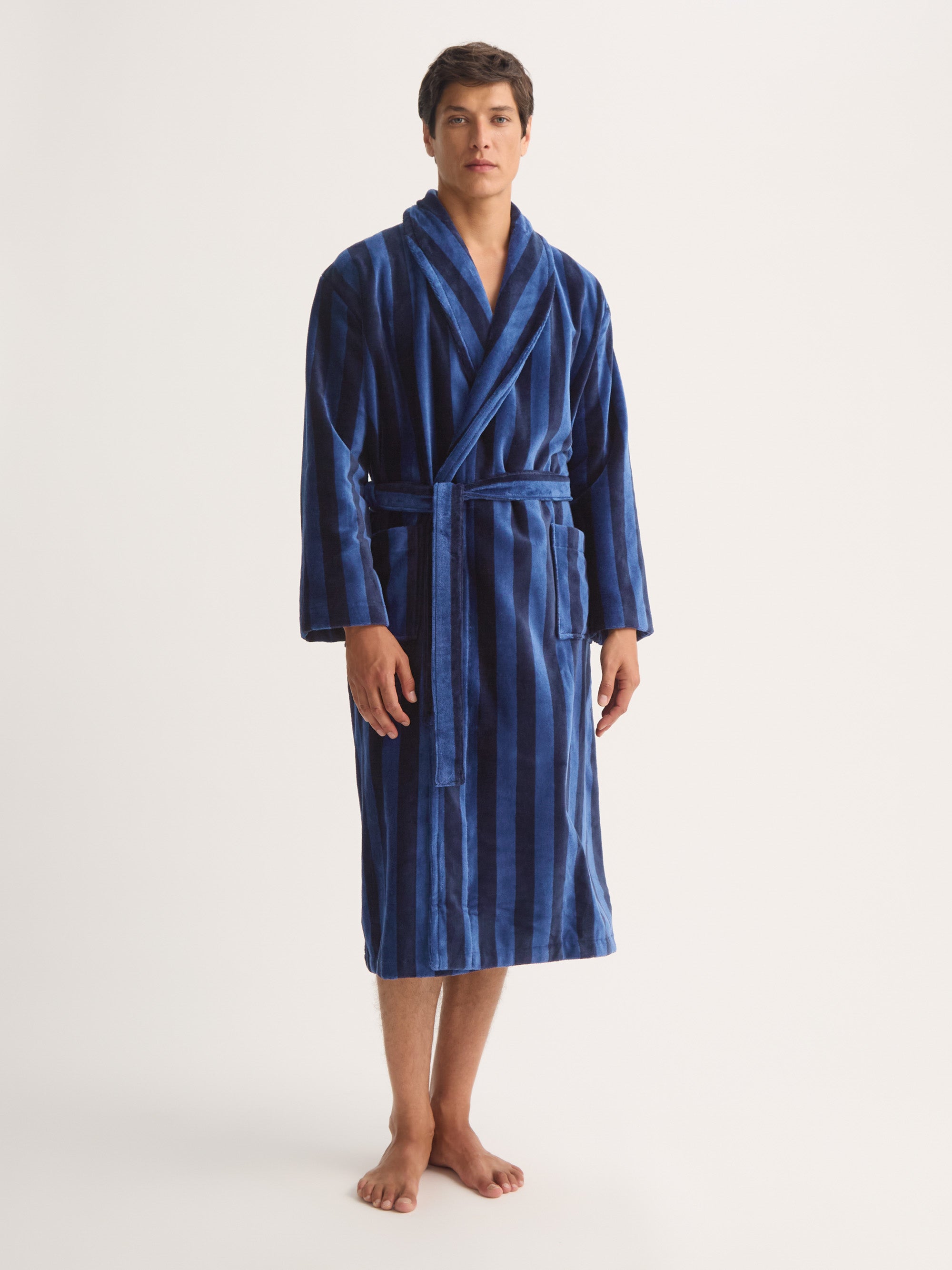 Men's Bathrobe Aston Terry Cotton Navy