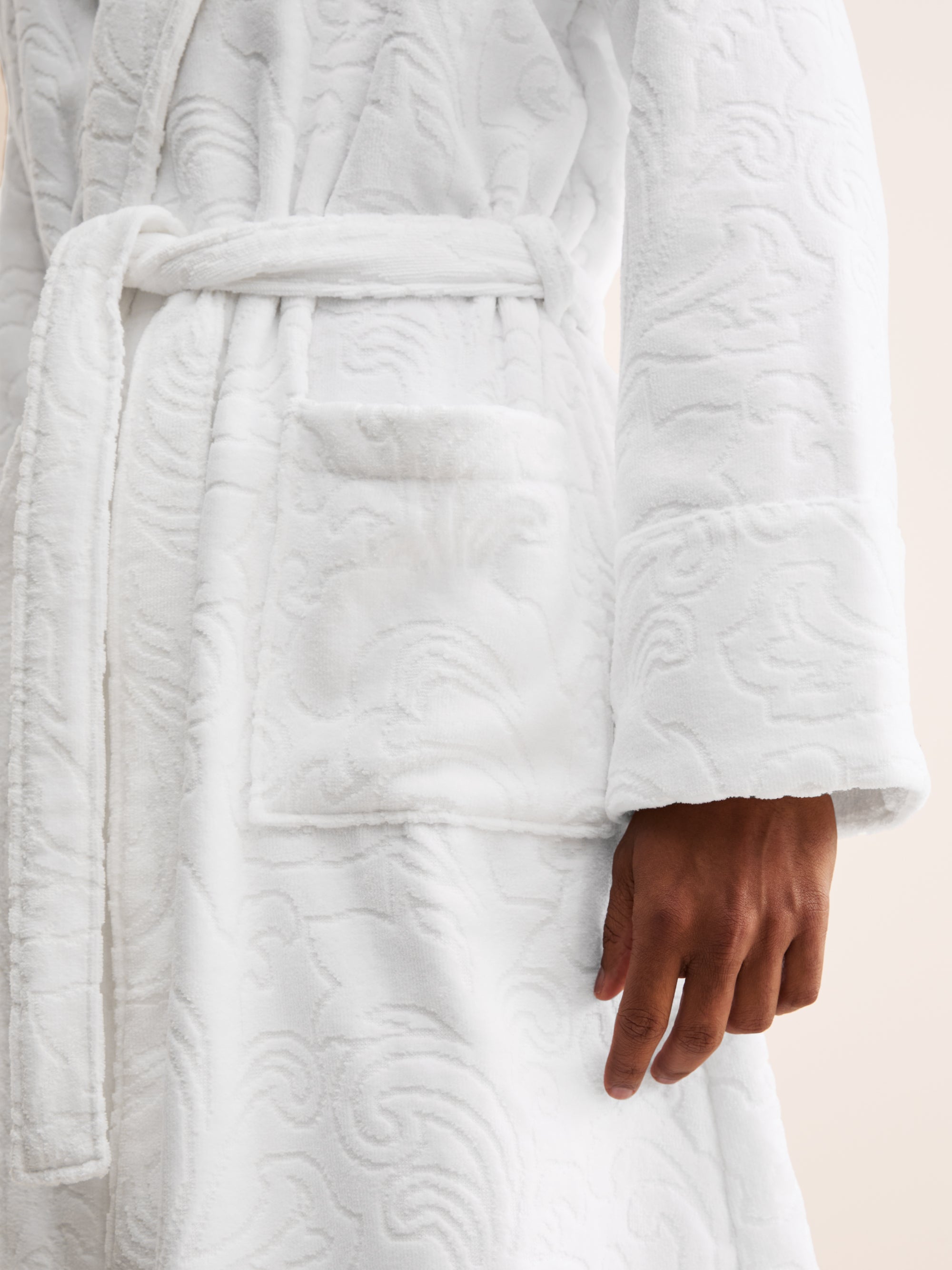 Arden Cotton Velour Bathrobe White Botanical