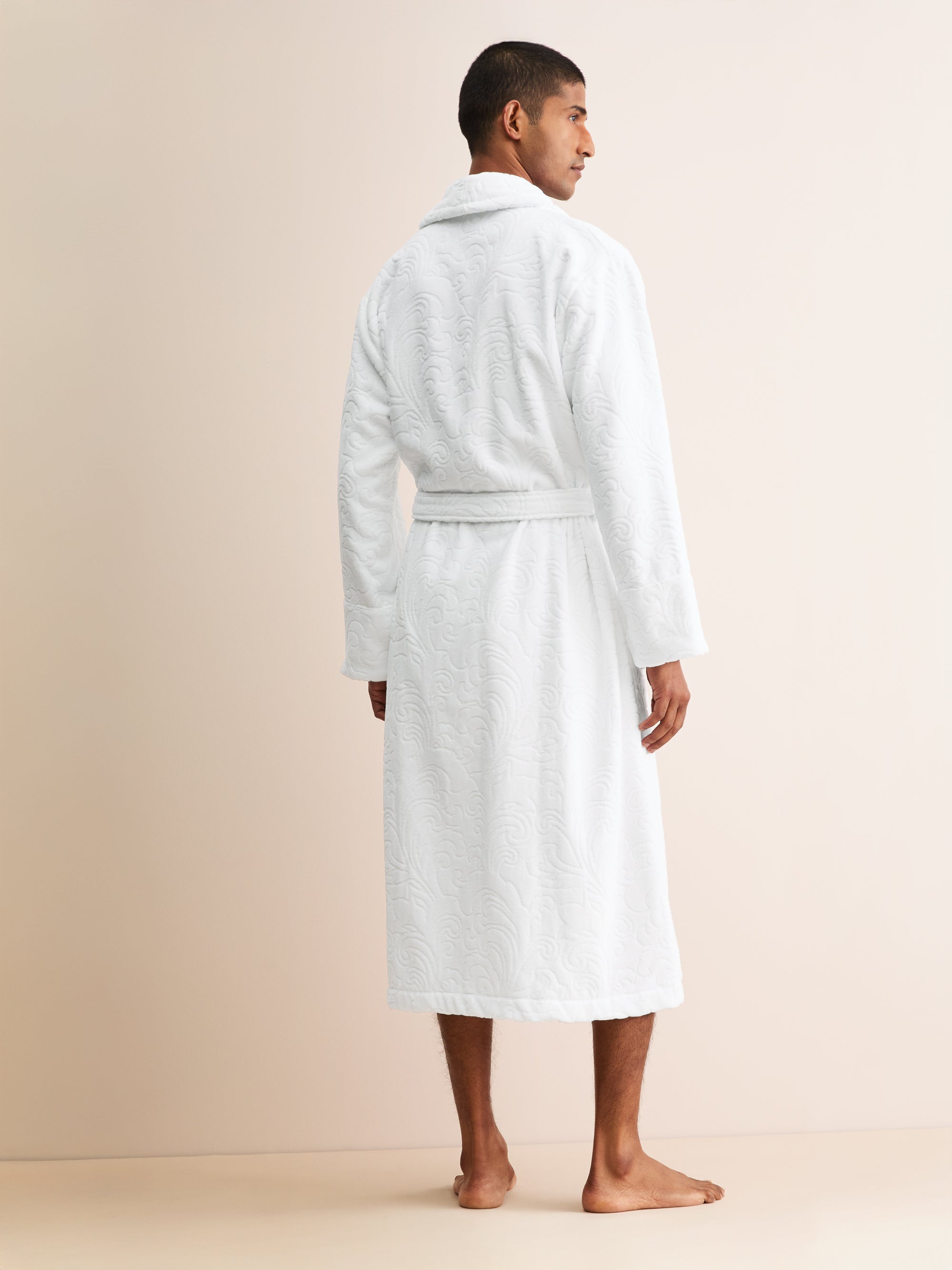 Arden Cotton Velour Bathrobe White Botanical