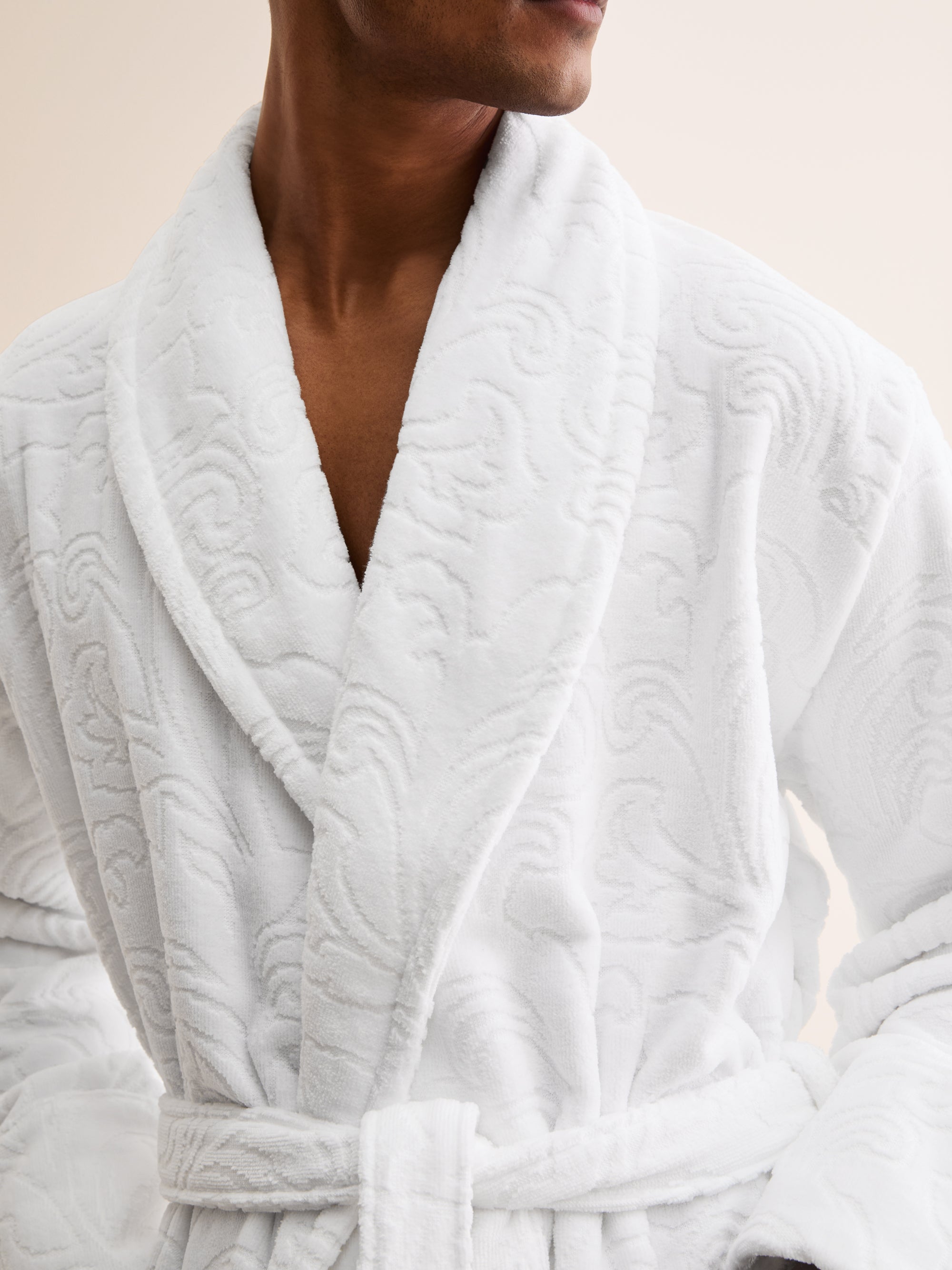 Arden Cotton Velour Bathrobe White Botanical