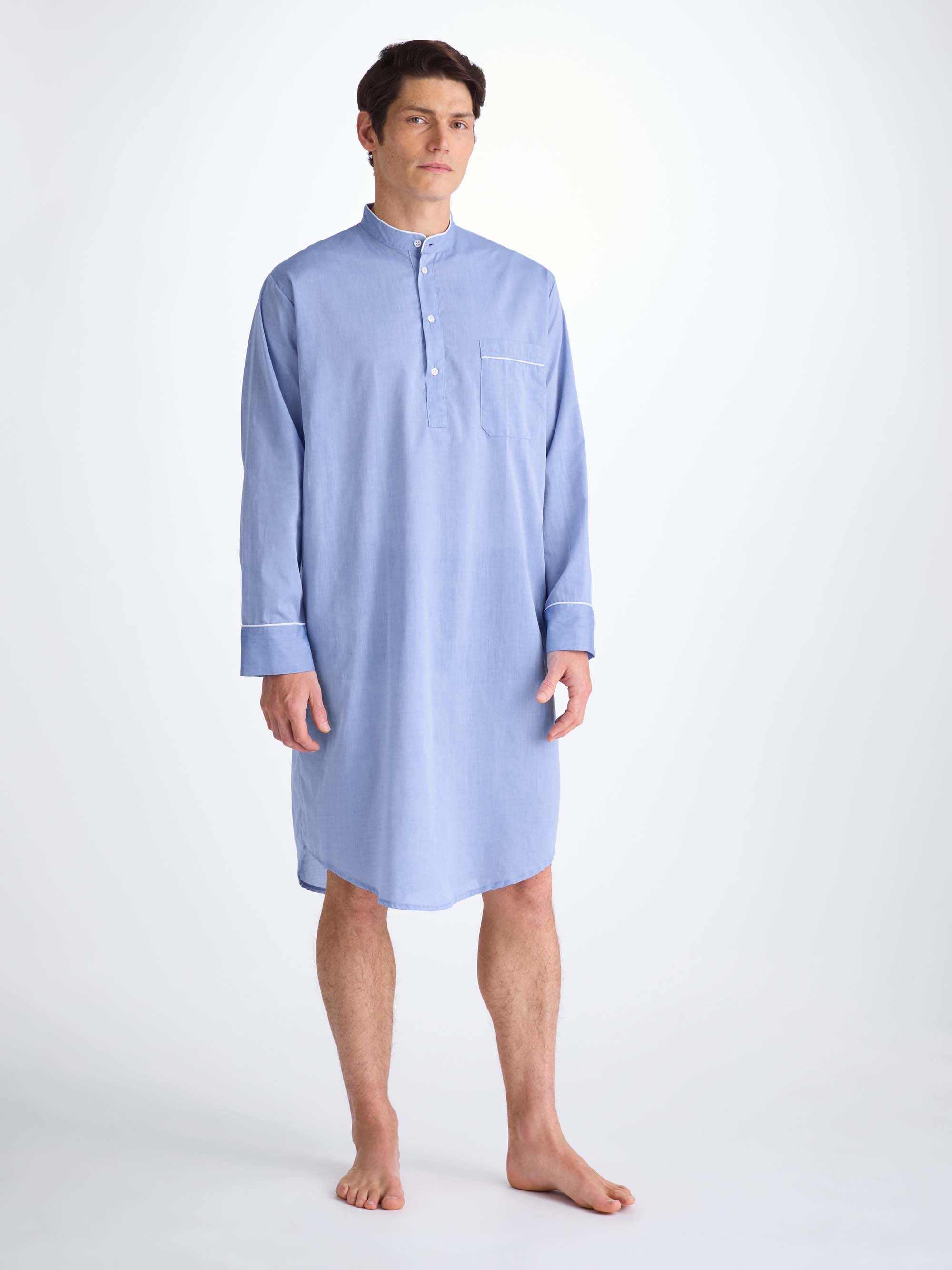 Men's Nightshirt Amalfi Cotton Batiste Blue