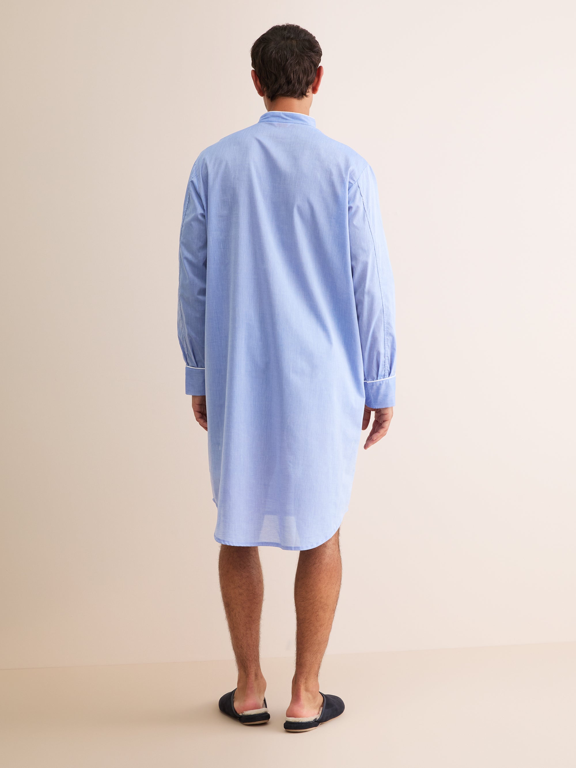 Men's Nightshirt Amalfi Cotton Batiste Blue
