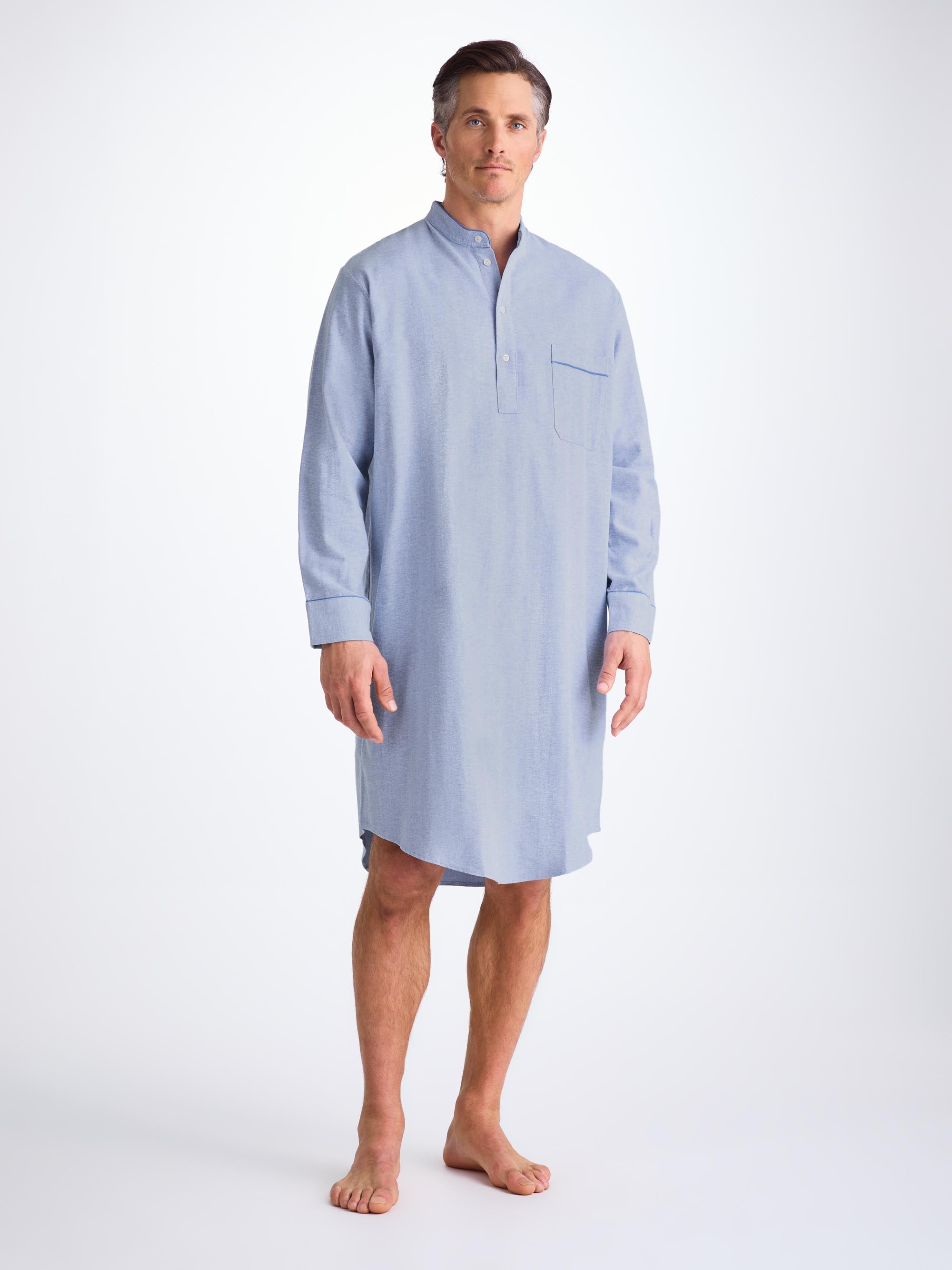 Men's Nightshirt Arran 24 Brushed Cotton Blue